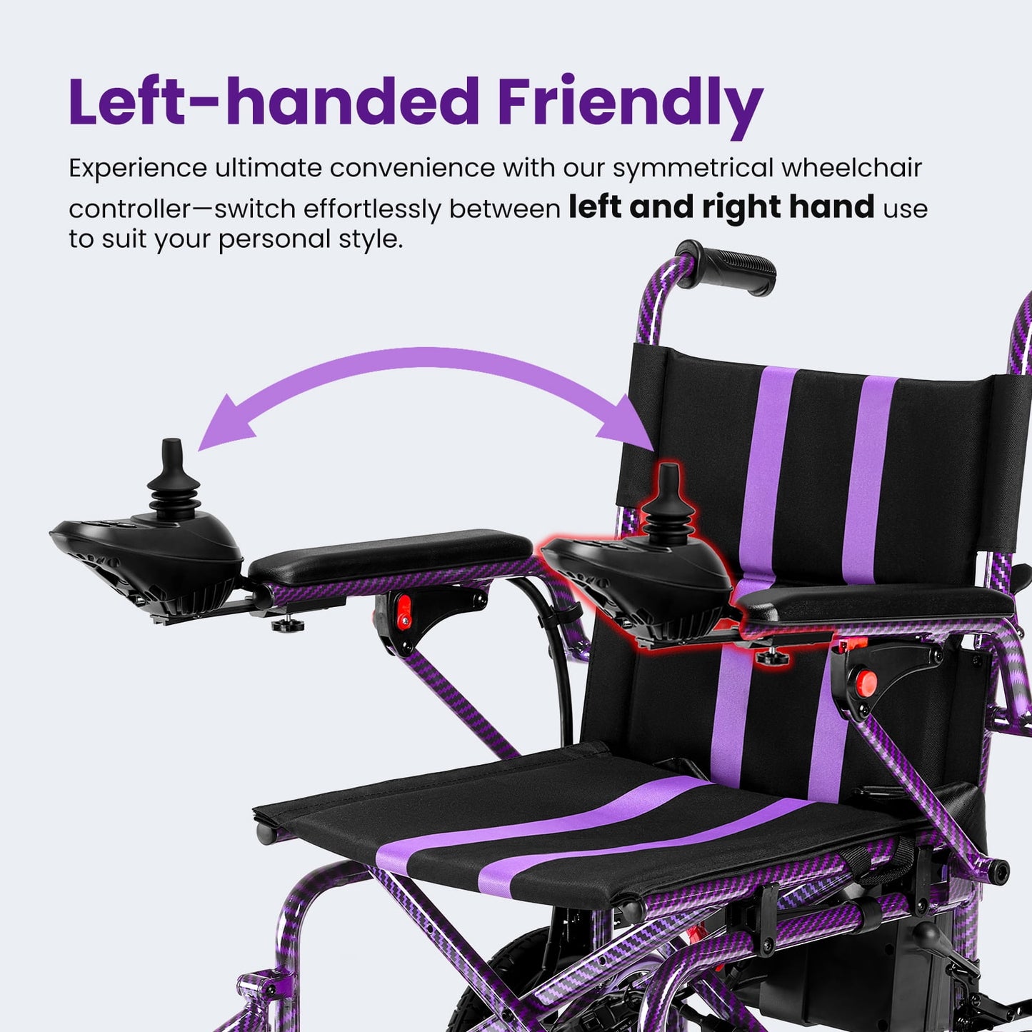 Arshin Electric Wheelchairs for Adults 20+ Miles Range,Silent Electric Wheelchair Lightweight Foldable with 360°Joystick,All Terrain Dual Motors,286+ lbs Capacity(Purple)