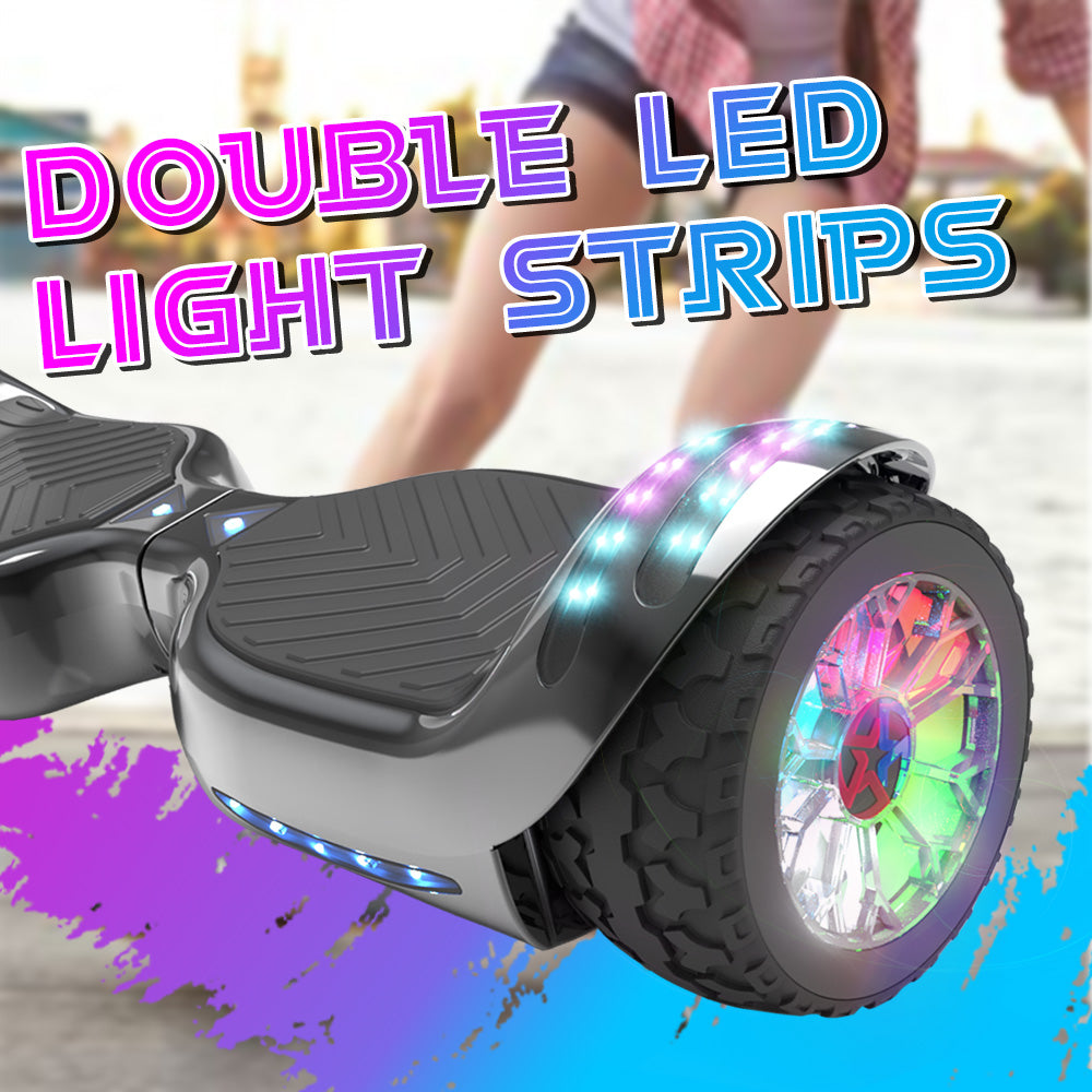 MOSTA All Terrain Self-Balance Scoote ,Electric Scooter Board for Kids & Adults with Bluetooth and Led Lights,6.5 inch,165 lbs capacity Perfect Gift