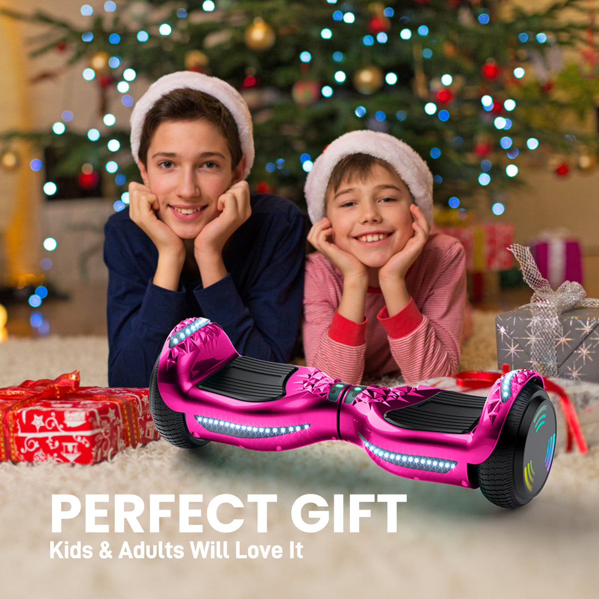 Mosta Hover Electric Scooter Board for Kids & Adults, All Terrain Self-Balance Scooter with Bluetooth and Led Lights,6.5 inch,165 lbs capacity,LED Light,Perfect Gift