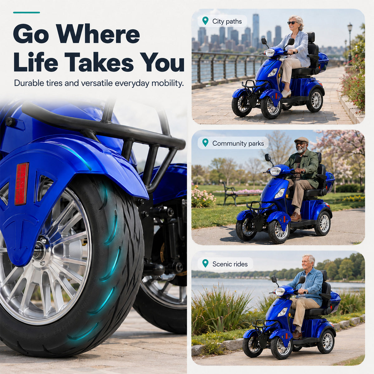 LiltJan Electric Mobility Scooter for Adults Seniors, Heavy Duty 4 Wheel All Terrain Scooter with 800W Brushless Motor, 500 lbs Capacity, 31 Miles Range, 15 MPH Adjustable Speed, Full Suspension