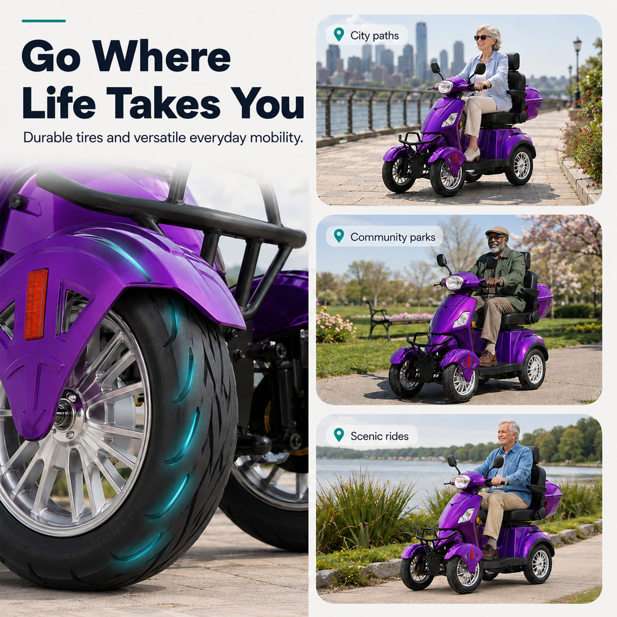 LiltJan Electric Mobility Scooter for Adults Seniors, Heavy Duty 4 Wheel All Terrain Scooter with 800W Brushless Motor, 500 lbs Capacity, 31 Miles Range, 15 MPH Adjustable Speed, Full Suspension