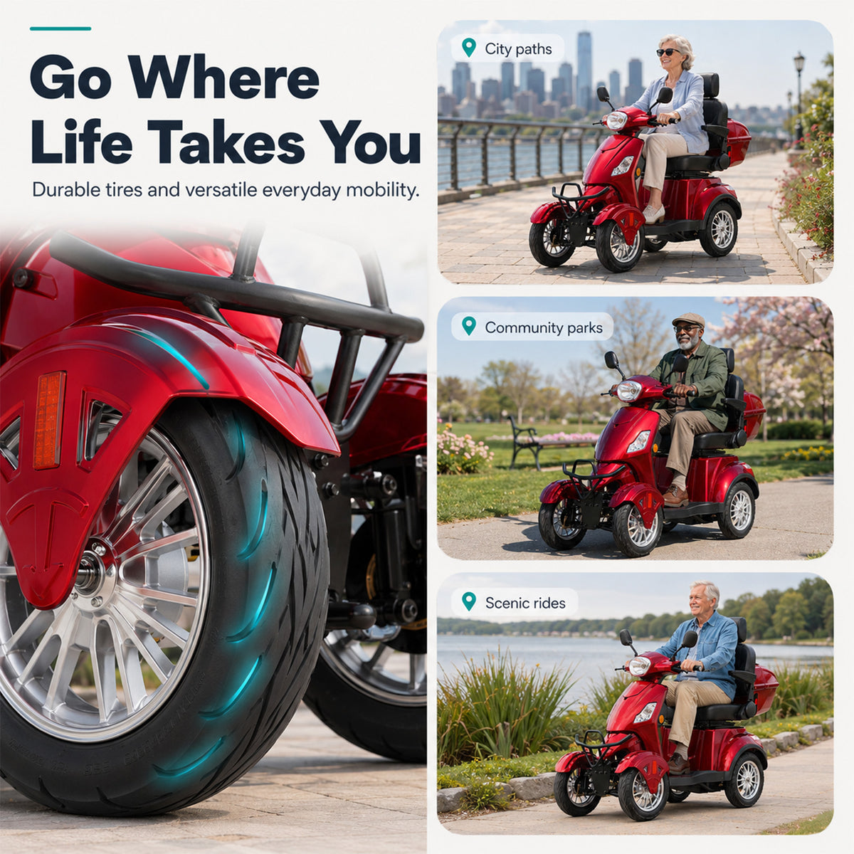 LiltJan Electric Mobility Scooter for Adults Seniors, Heavy Duty 4 Wheel All Terrain Scooter with 800W Brushless Motor, 500 lbs Capacity, 31 Miles Range, 15 MPH Adjustable Speed, Full Suspension