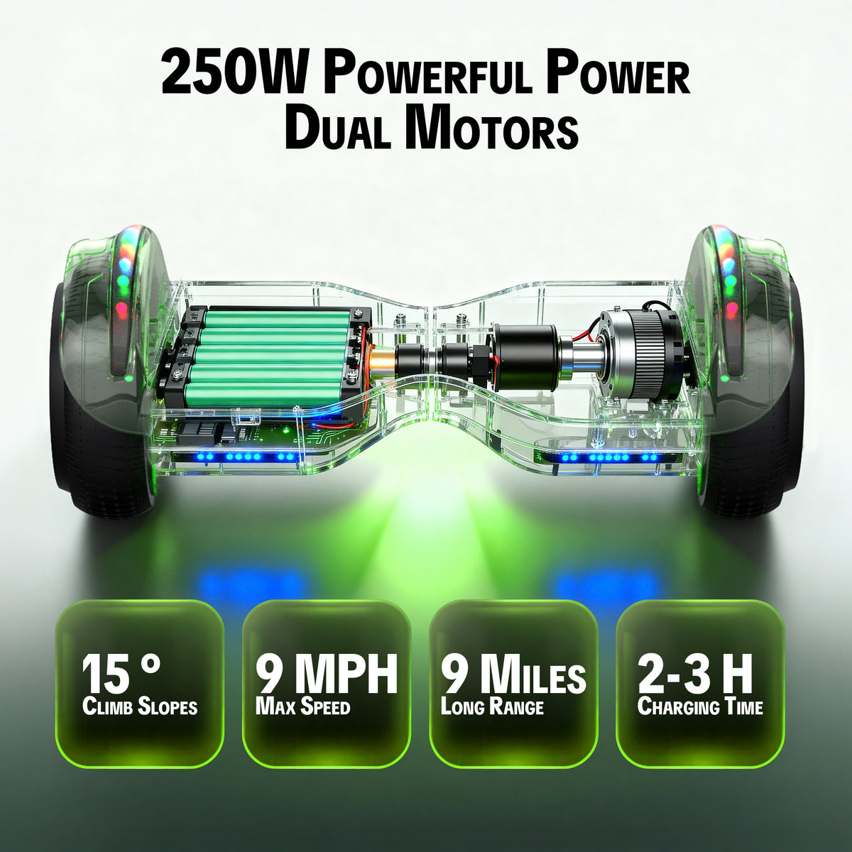 Mosta Hover Electric Scooter Board for Kids & Adults, All Terrain Self-Balance Scooter with Bluetooth and Led Lights,6.5 inch,165 lbs capacity,LED Light,Perfect Gift