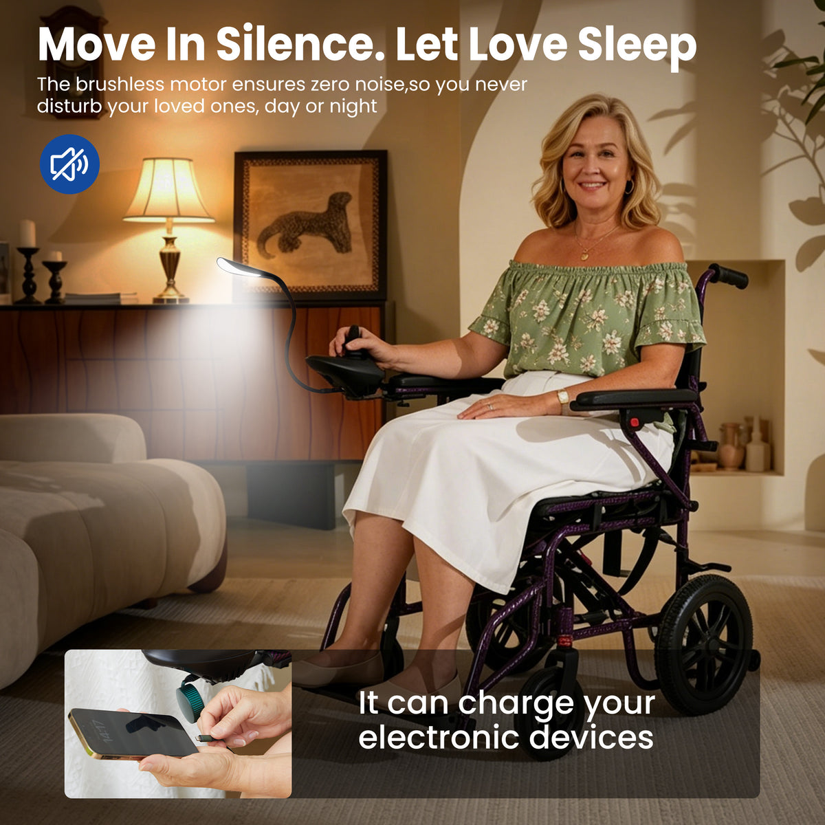 Electric Wheelchair for Adults - Lightweight Foldable Motorized Wheelchair with 15-Mile Long Range, 360° Joystick Control & All-Terrain Power, Supports 286 lbs, LED Safety Lights, Portable for Travel