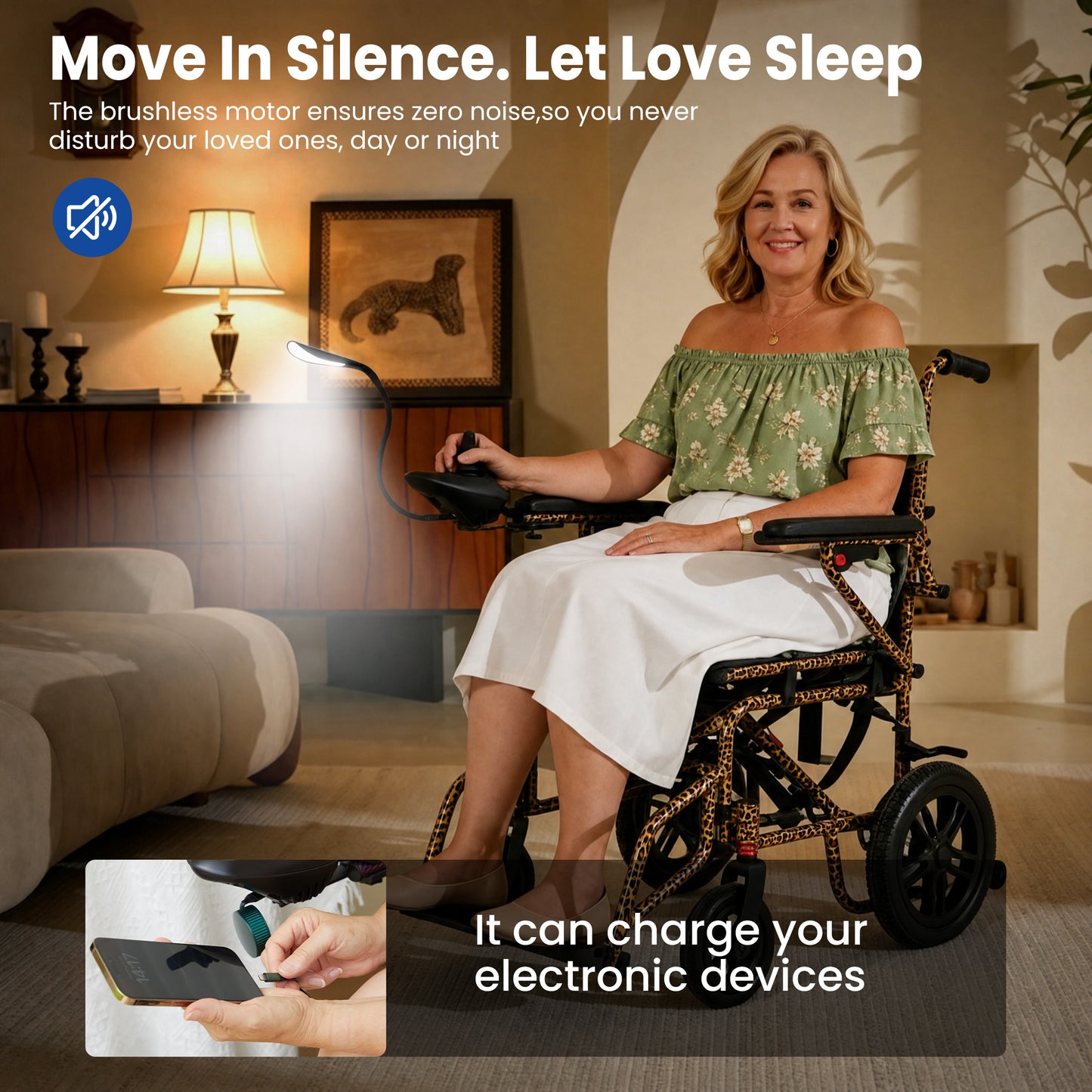 LiltJan Electric Wheelchair for Adults, Lightweight Foldable Motorized Wheelchair with 15-Mile Range, 360° Joystick & All-Terrain Power, Supports 286 lbs, LED Safety Lights, Travel Portable