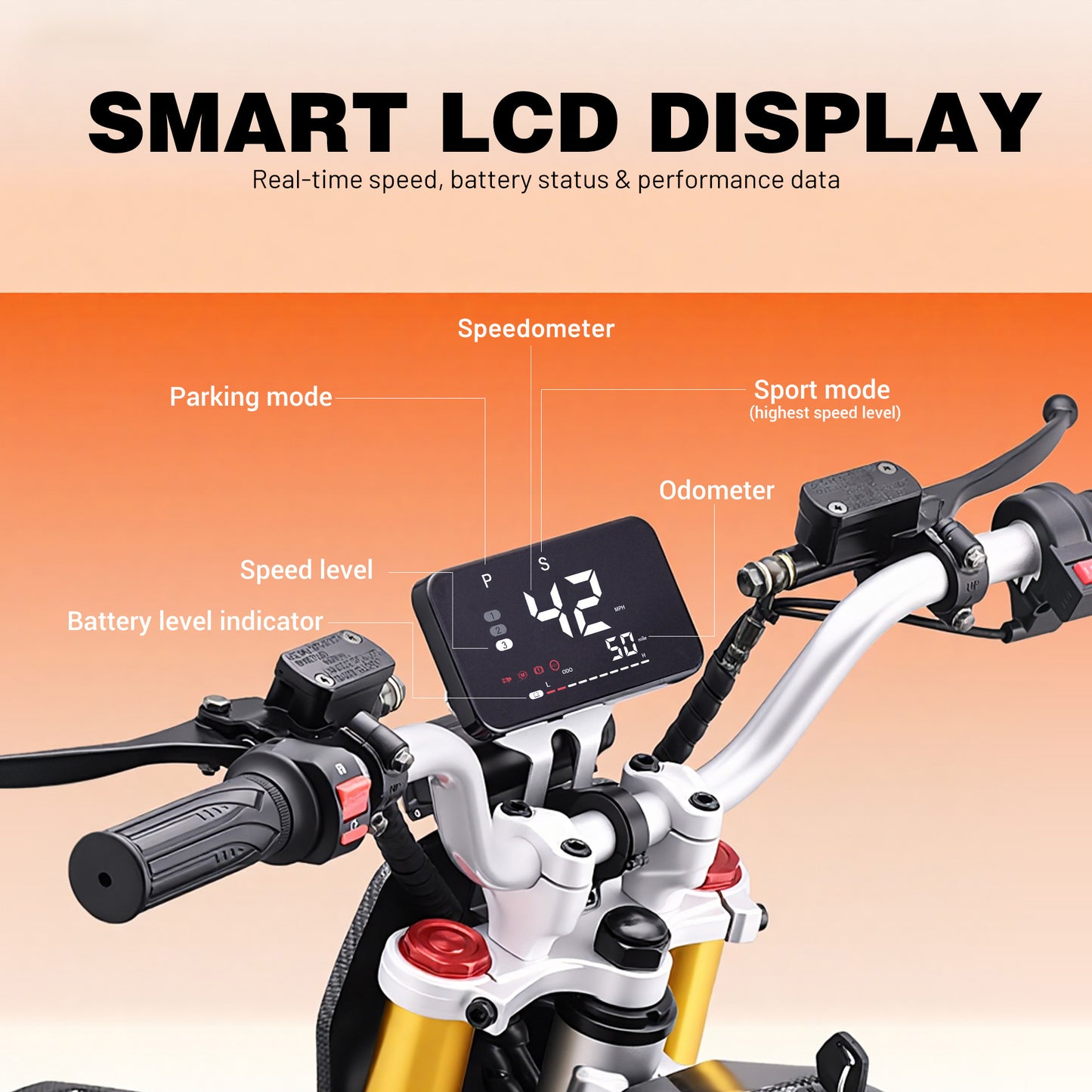 Aoemoe 48V 3000W (Peak Power) Electric Dirt Bike for Teens, 42mph, 40km Range, Off-Road Li-Battery