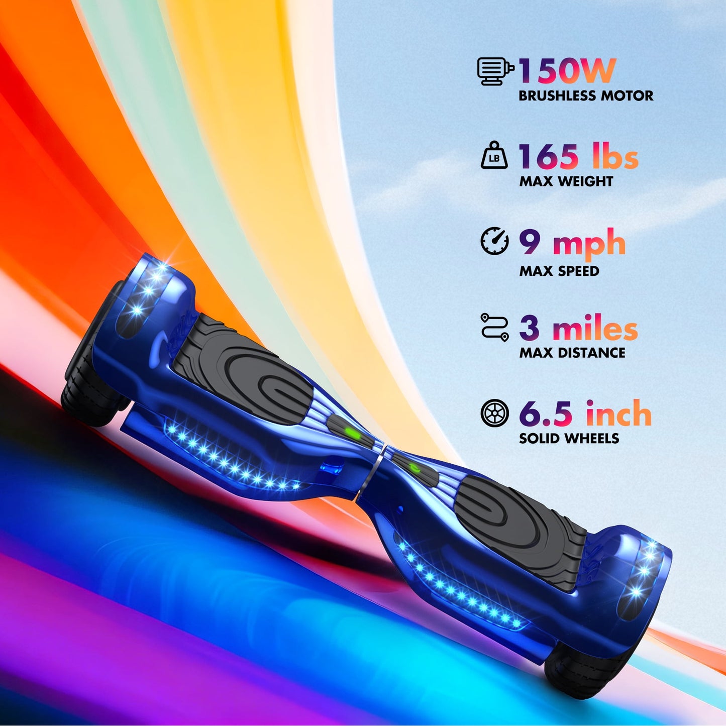 Hover Off Road Board Electric Scooter with LED Lights & 400W Motor, Kids Scooter with 9MPH Max Speed, Electric Scooter with Bluetooth Speakers, Tcdjtc Self-Balance Scooter for Kids