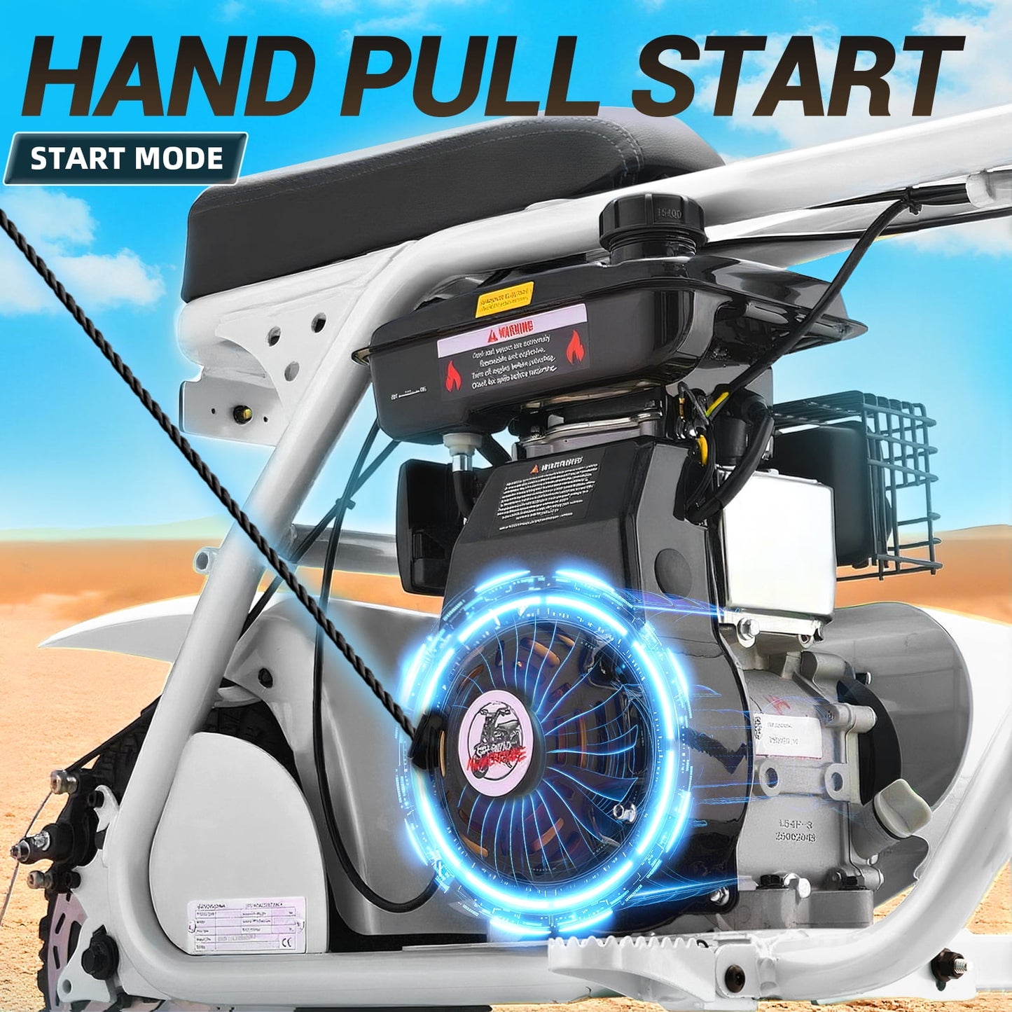HOVERHEART Gas Mountain Bike, 105cc 4-Stroke Gas Powered Off Road Motorcycle (Model-MB0001) with Led Lights, Disc Brake, Max Load 200Lbs, Up to 30Kph, NO OIL MIX REQUIRED