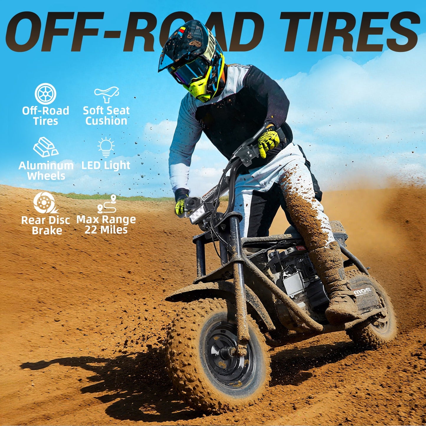 MOSTA Mini Bike, Gas Dirt Bike, Minibike, Gas Powered Mini Bikes for Adults, 99cc-4 Stroke Pit Bikes with Led, Dirtbike Max Load 200 Lbs, Speed 34.5 KM/H, Perfect Gift