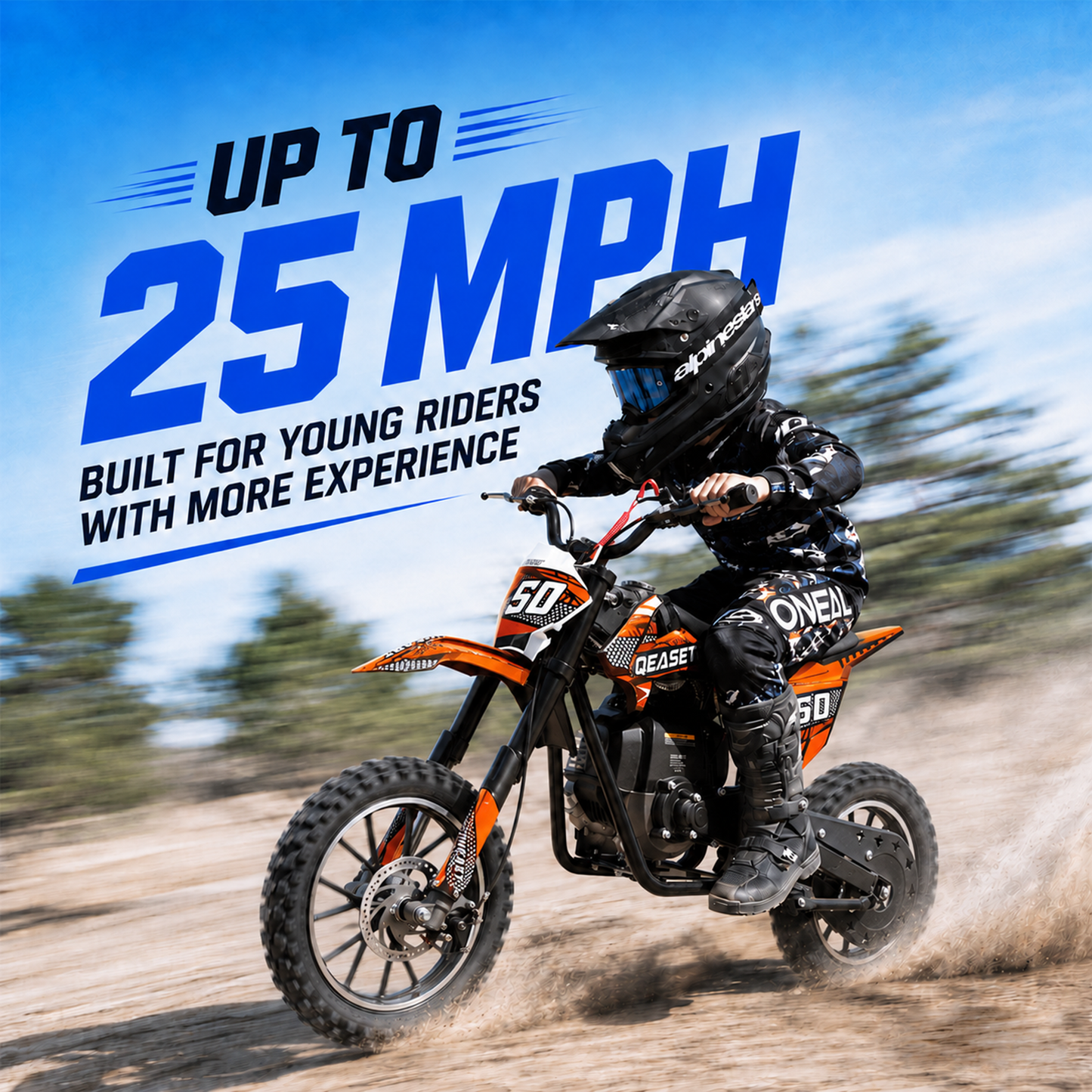 QEASET Mini Gas Powered Ride-On Motorcycle, 39CC 4-Stroke Engine with Disc Brakes, 20 MPH Top Speed, 6.3" Ground Clearance, Supports Up to 165 lbs, Minimal Assembly, Orange