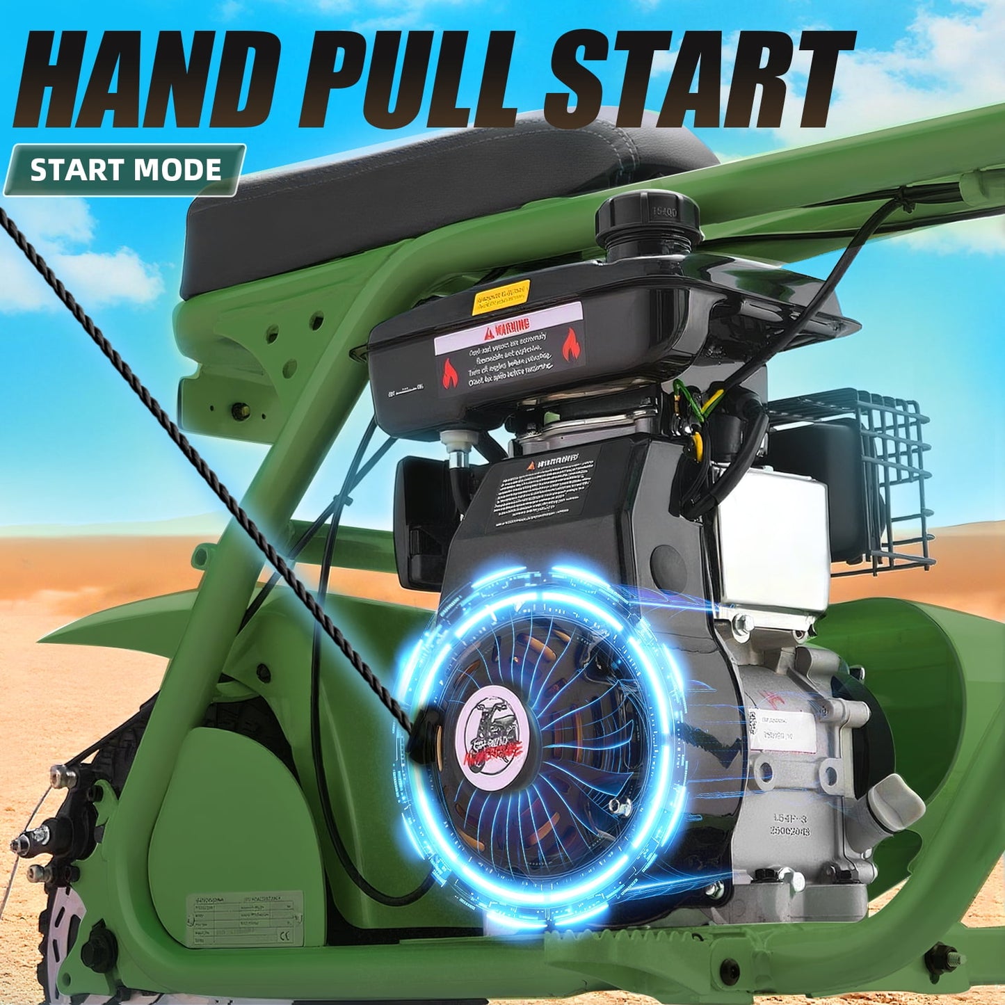 QEASET 99cc Dirt Bike, Gas Powered, 4-Stroke with LED Headlight, 25MPH Minibike Trail Bike, Pull Start, Poucket Bike for Teenager and Adult, Summer Gift