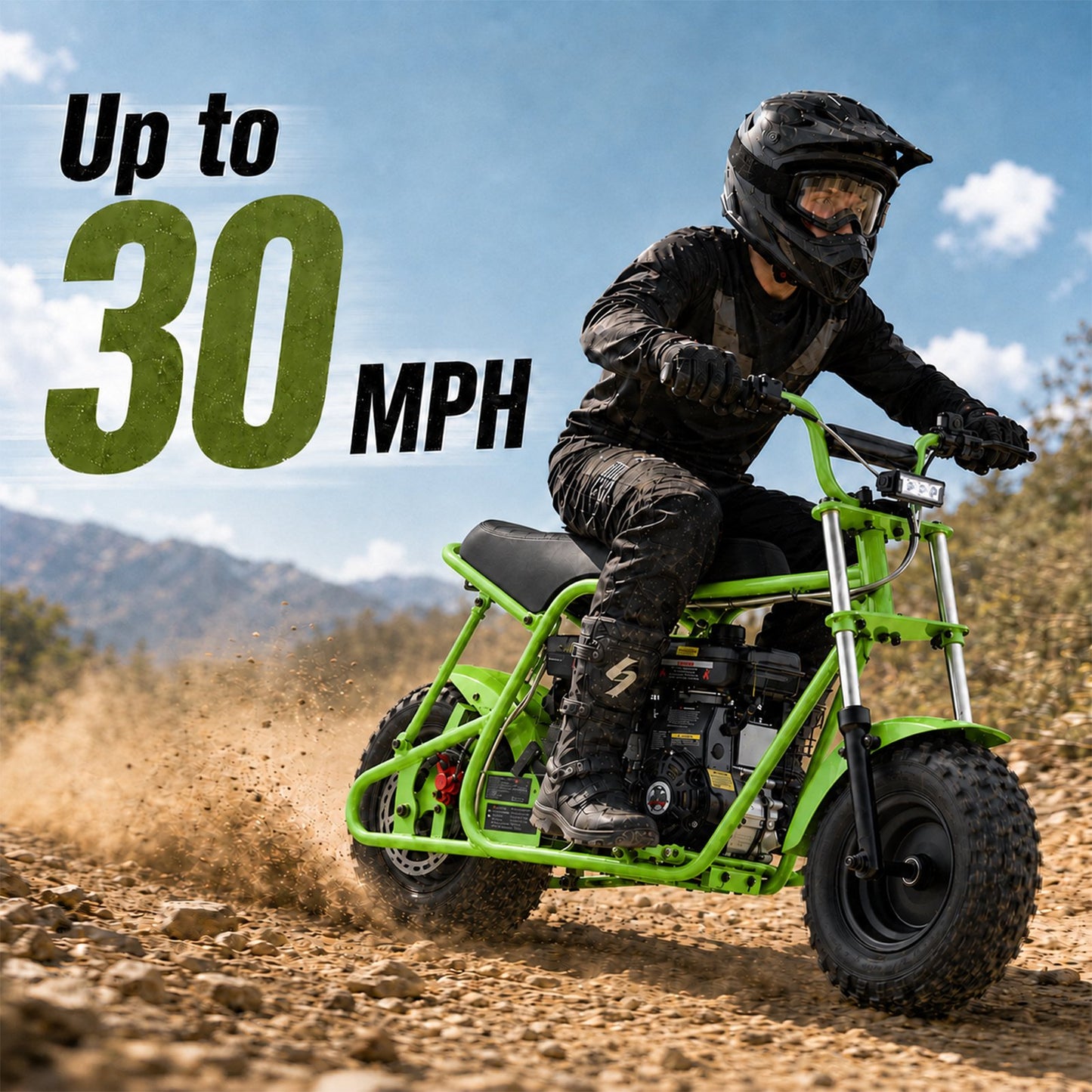 Aoemoe 105CC Dirt Bike, 30 MPH High-Speed Off-Road Motorcycle, Lime Green