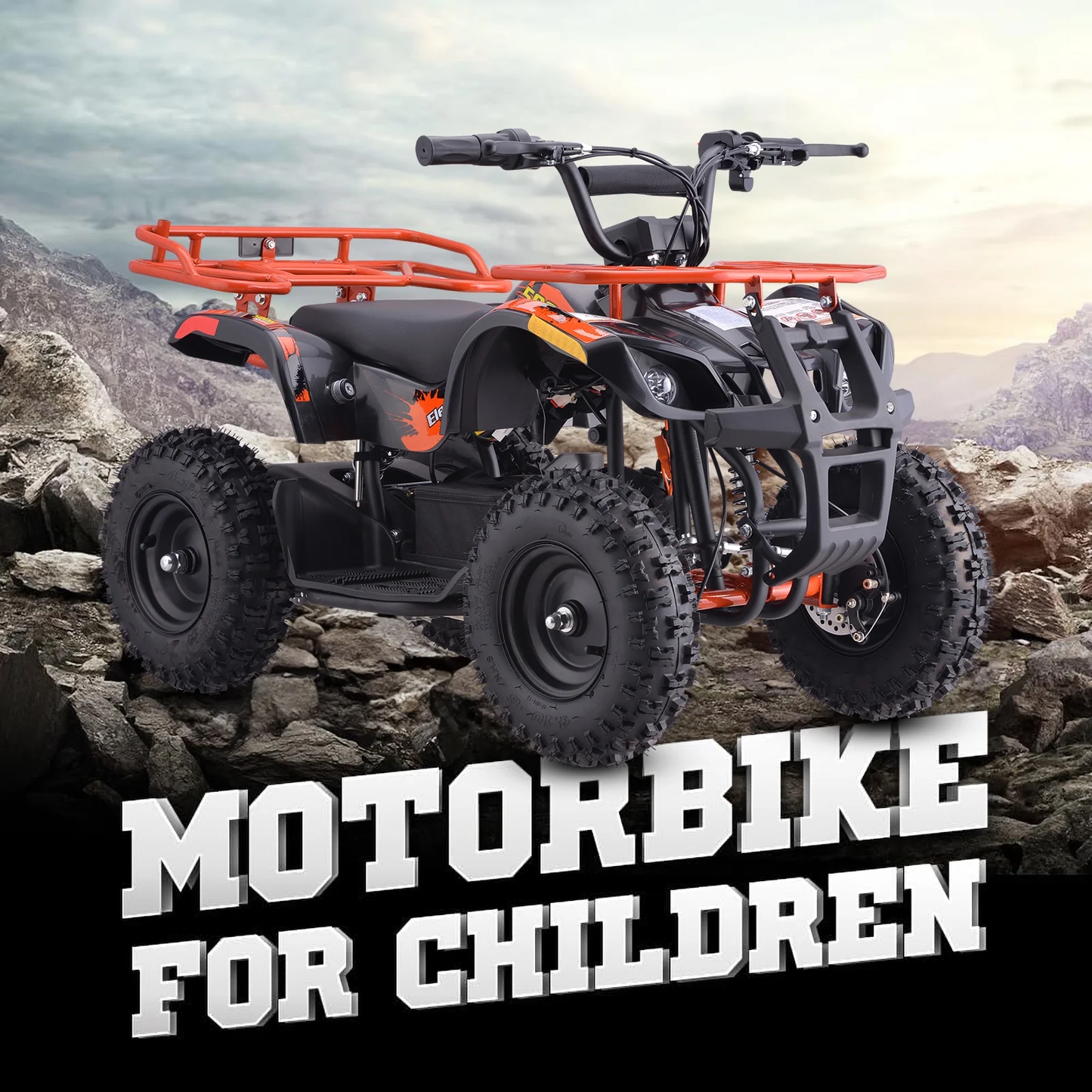 500W 36V Battery Ride-On Off-Road 4-Wheeler – 15-Mile Range, Orange