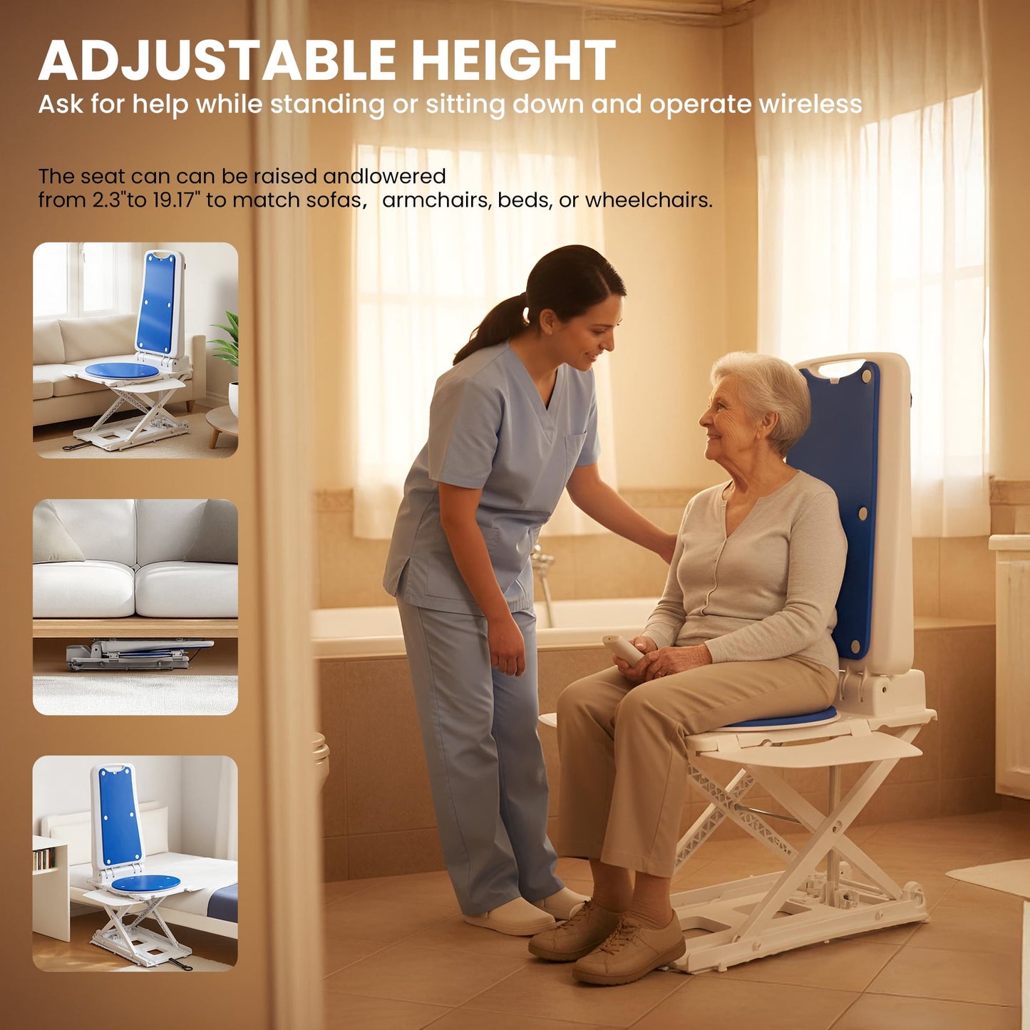 Arshin Sit to Stand Lift with Wheels,Stand Assist Patient Transfer Device for Elderly Home Care-Blue