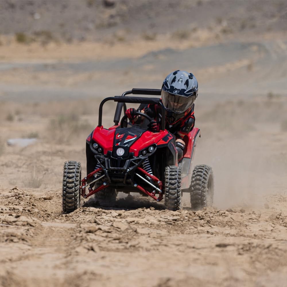 QEASET UTV Ride on Car (Large), 48V Shock Absorber Electric Vehicles with Disk Brake, Gear Switch, Steel Frame, Off-Road Tire, Flexible Seat Belt and Seat, Three-Speed Parental Limit-Lock Function