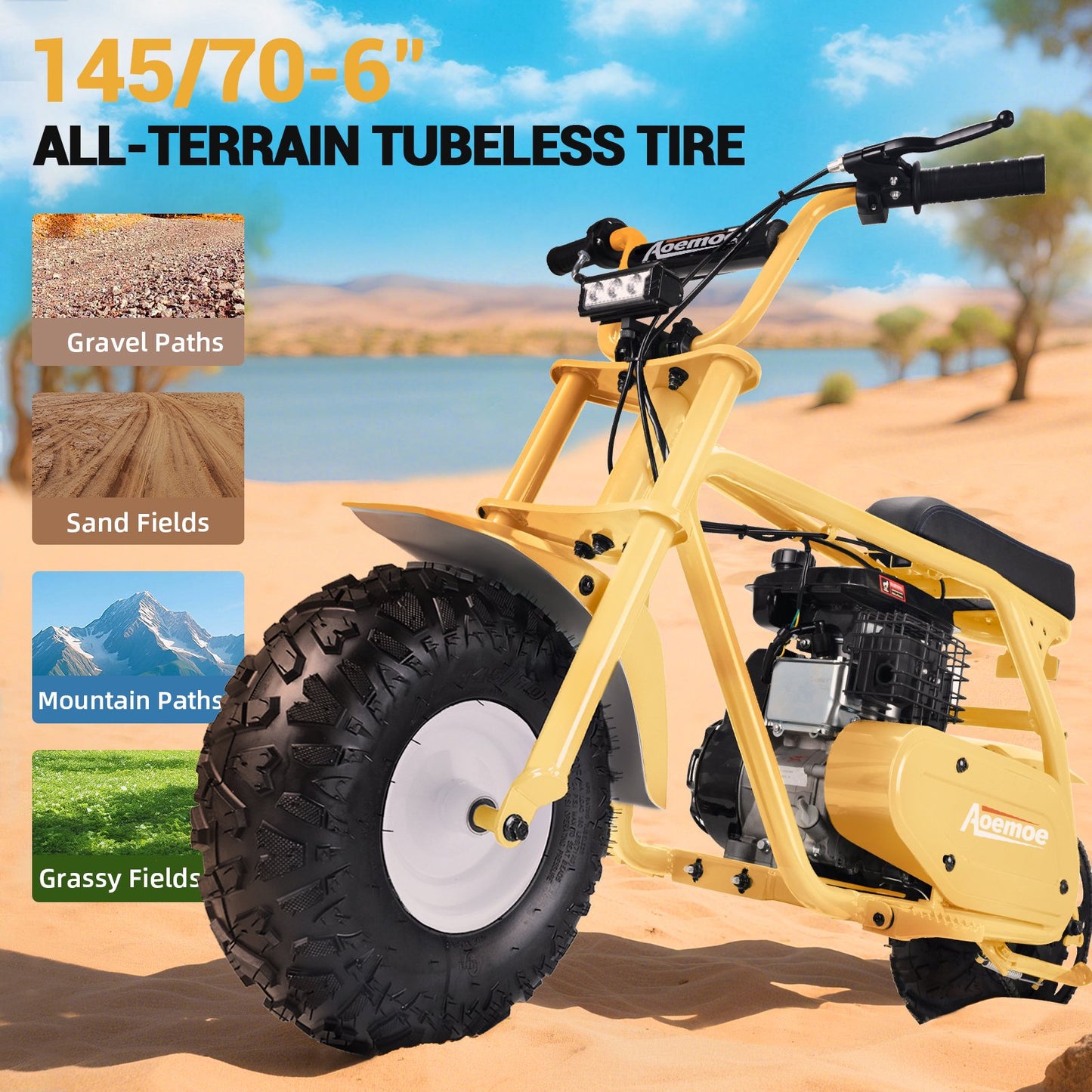 Mini Bike, Gas Dirt Bike, Minibike, Gas Powered Mini Bikes for Adults, 99cc-4 Stroke Pit Bikes with Led, Dirtbike Max Load 200 Lbs, Speed 34.5 KM/H, Perfect Gift
