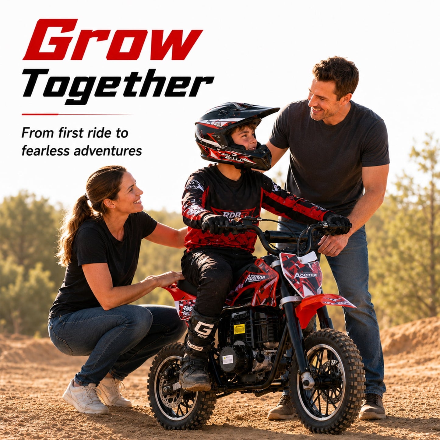Aoemoe dirt bicycles, 39cc gas power motorcycle, 45×24×16in , 4-Stroke, dirt bicycles for kid 8 14, Red