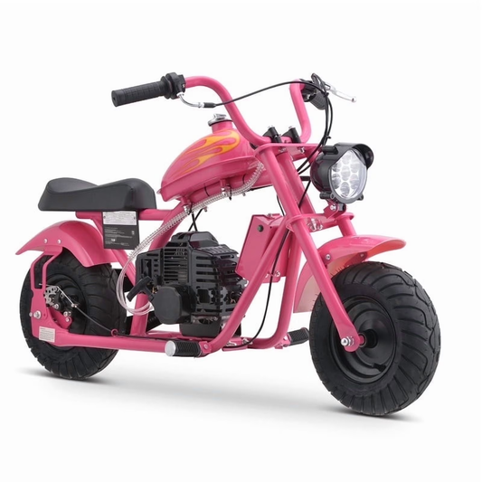 QEASET 49cc Gasoline Mini Dirt Bike, LED Headlight, Max Load 160Lbs, Max Speed 18mph, Age13+(Pink)