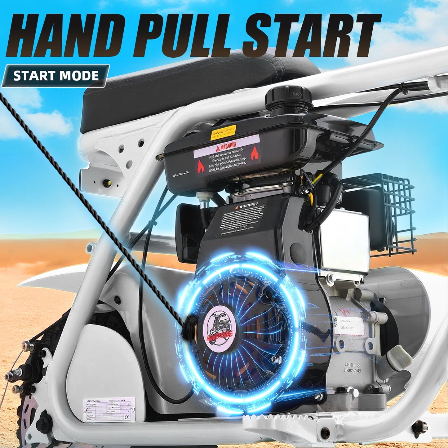 QEASET 99cc Dirt Bike, Gas Powered, 4-Stroke with LED Headlight, 25MPH Minibike Trail Bike, Pull Start, Poucket Bike for Teenager and Adult, Summer Gift