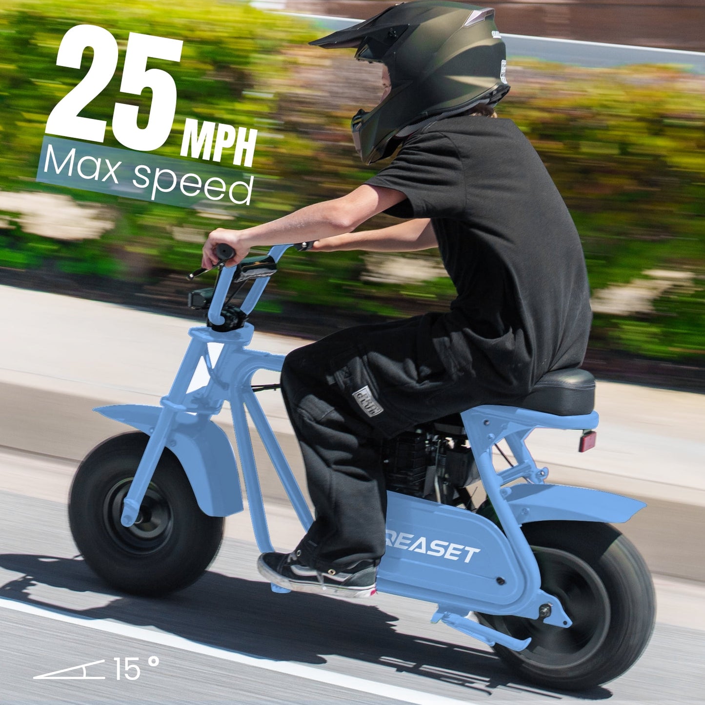 QEASET Mini Dirt Bike – 30 km/h 4-Stroke Off-Road Motorcycle for Teens & Adults,Blue