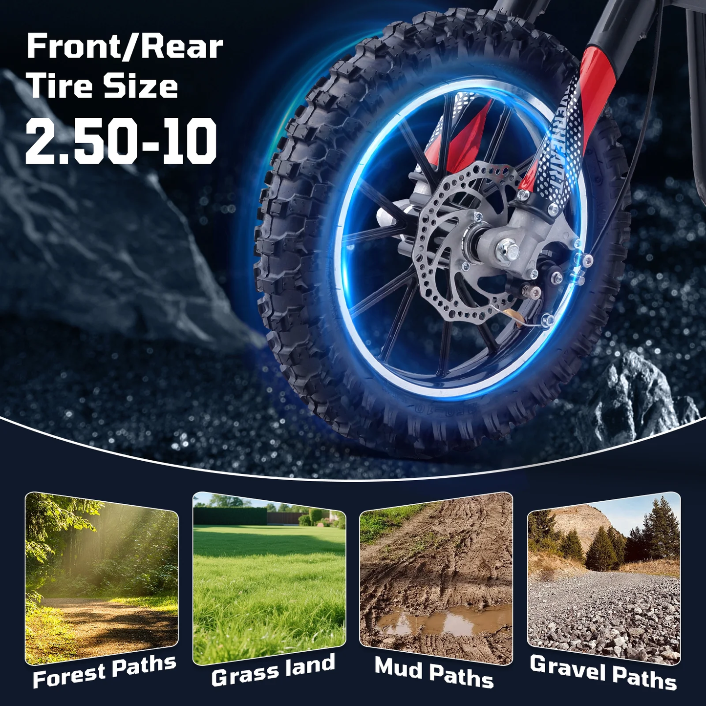 Aoemoe Gas Dirt Bike, 50cc 4-Stroke Gas Powered Kids Off Road Motorcycle (Model-DB4S004) with Off-Road Tire, Suspensions, Disc Brakes, Max Load 165Lbs, Up to 25Mph, NO OIL MIX REQUIRED
