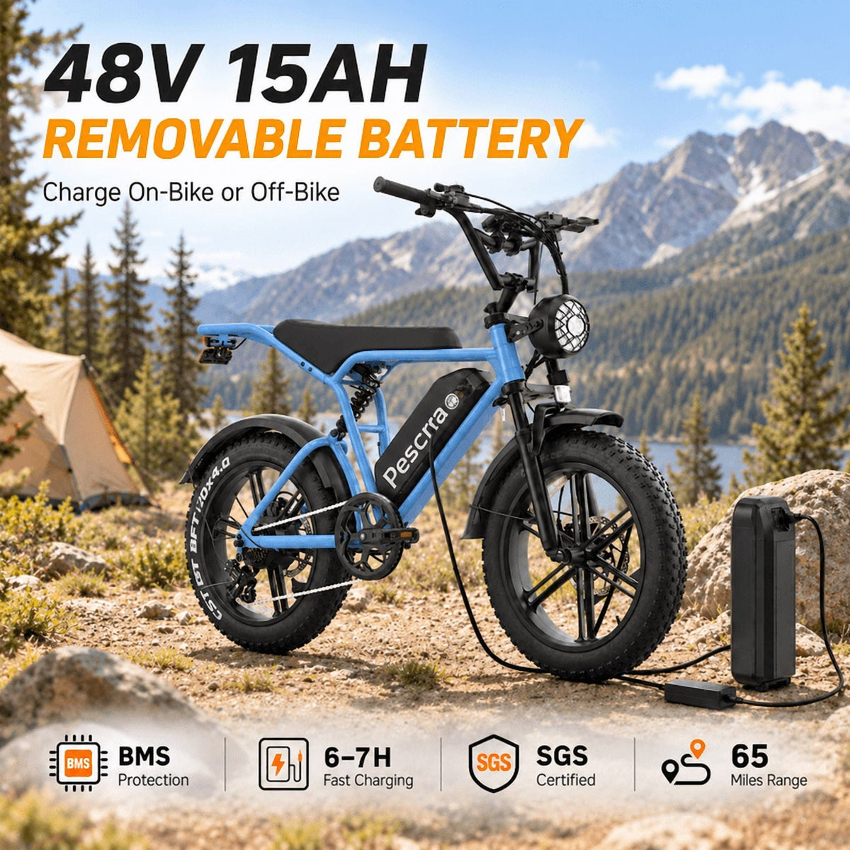 750W Motor Ebike for Adult, Pescroa Electric Bike for Adult, 28MPH, Adult Electric Bicycles with 130Miles Range APP Control, 2Pack 48V 15Ah Removable Battery Electric Bike with 500LBS Max Weight