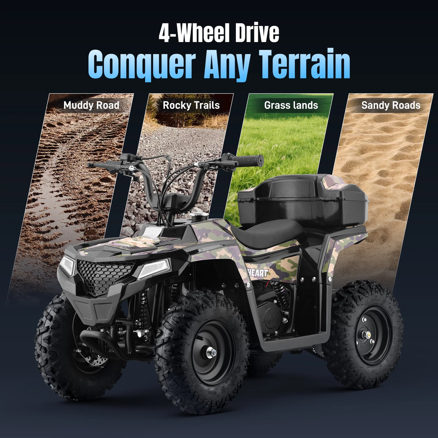 Aoemoe 40 cc Gas Off-Road Ride-On, 10-15.5 mph, Parent Speed Key, Green Camo