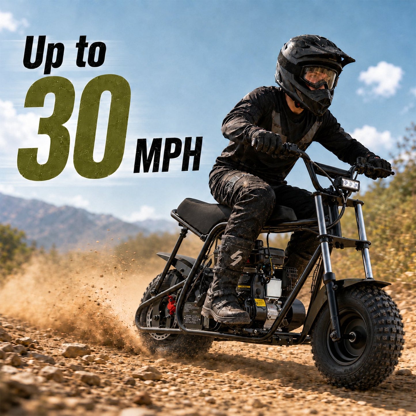 Aoemoe 105CC Dirt Bike, 30 MPH High-Speed Off-Road Motorcycle, Black