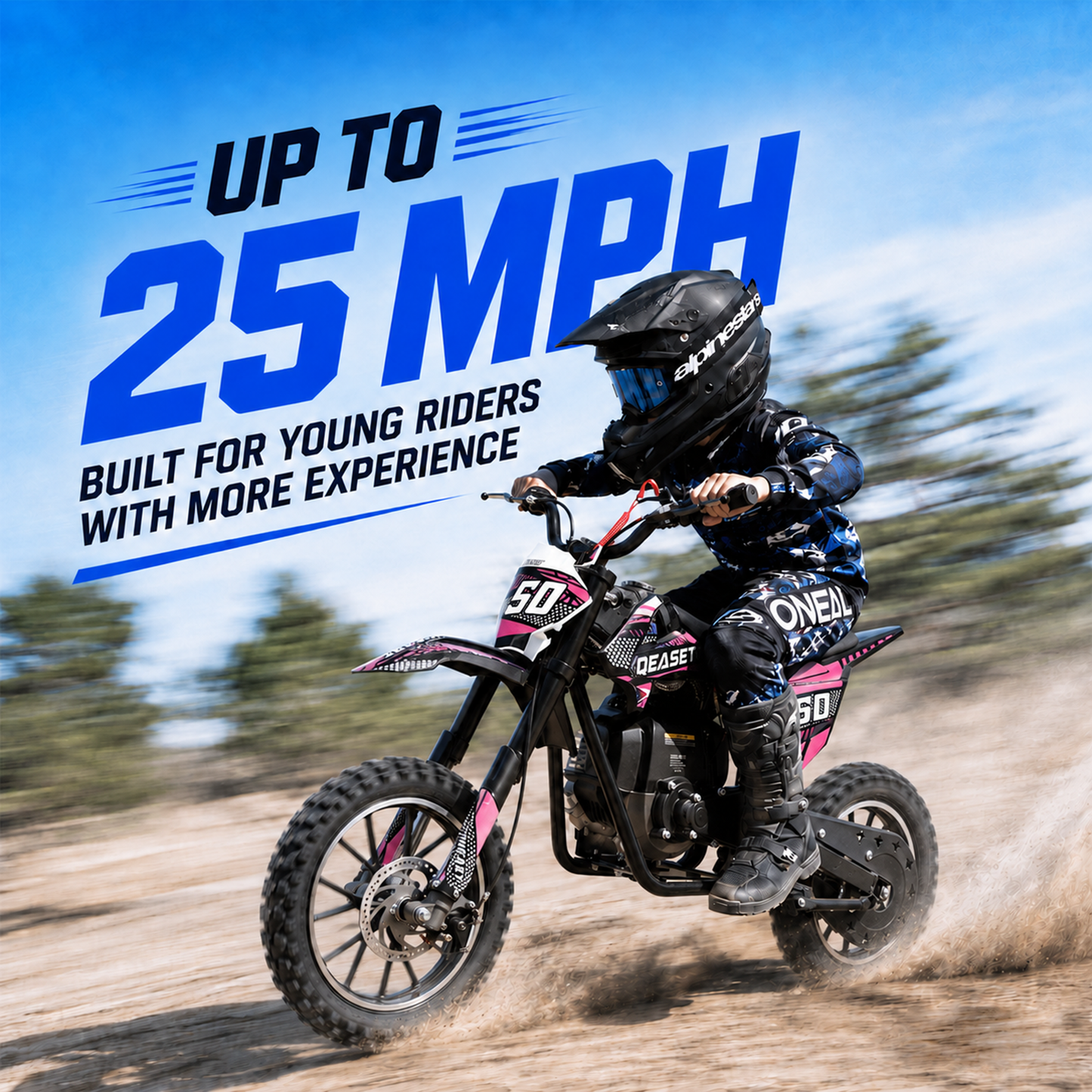 QEASET Mini Gas Powered Ride-On Motorcycle, 39CC 4-Stroke Engine with Disc Brakes, 20 MPH Top Speed, 6.3" Ground Clearance, Supports Up to 165 lbs, Minimal Assembly, Pink