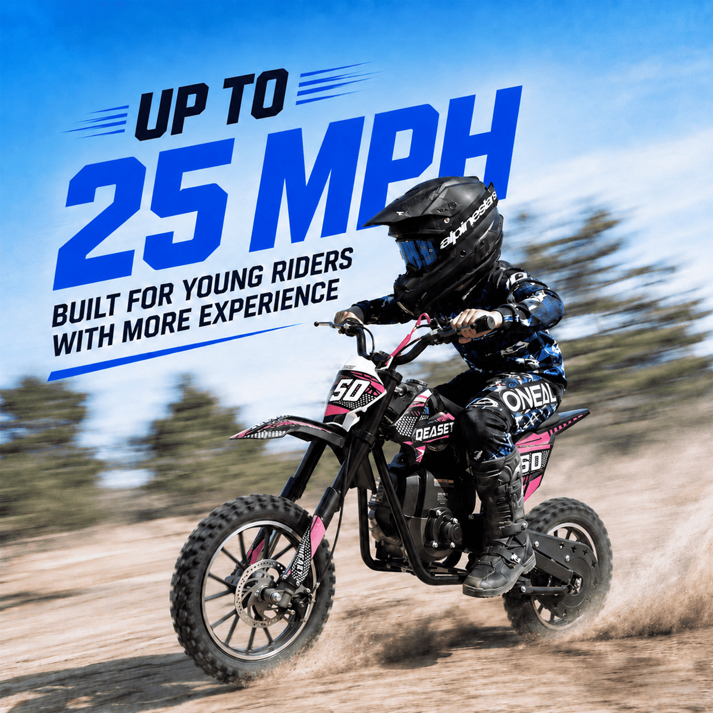 QEASET Mini Gas Powered Ride-On Motorcycle, 39CC 4-Stroke Engine with Disc Brakes, 20 MPH Top Speed, 6.3" Ground Clearance, Supports Up to 165 lbs, Minimal Assembly, Pink