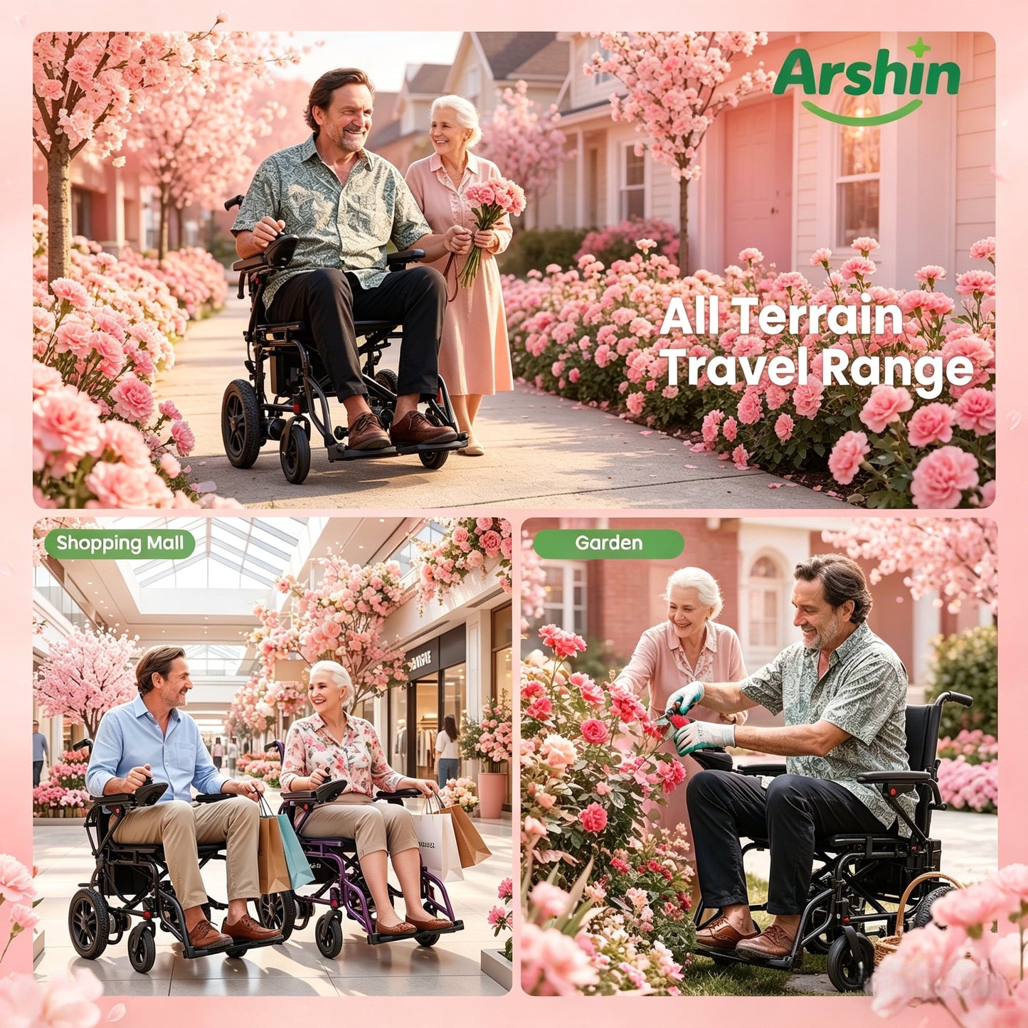 Foldable Electric Wheelchair,20+ Miles,360°Joystick,Gift for Mom on Mother's Day(Black)