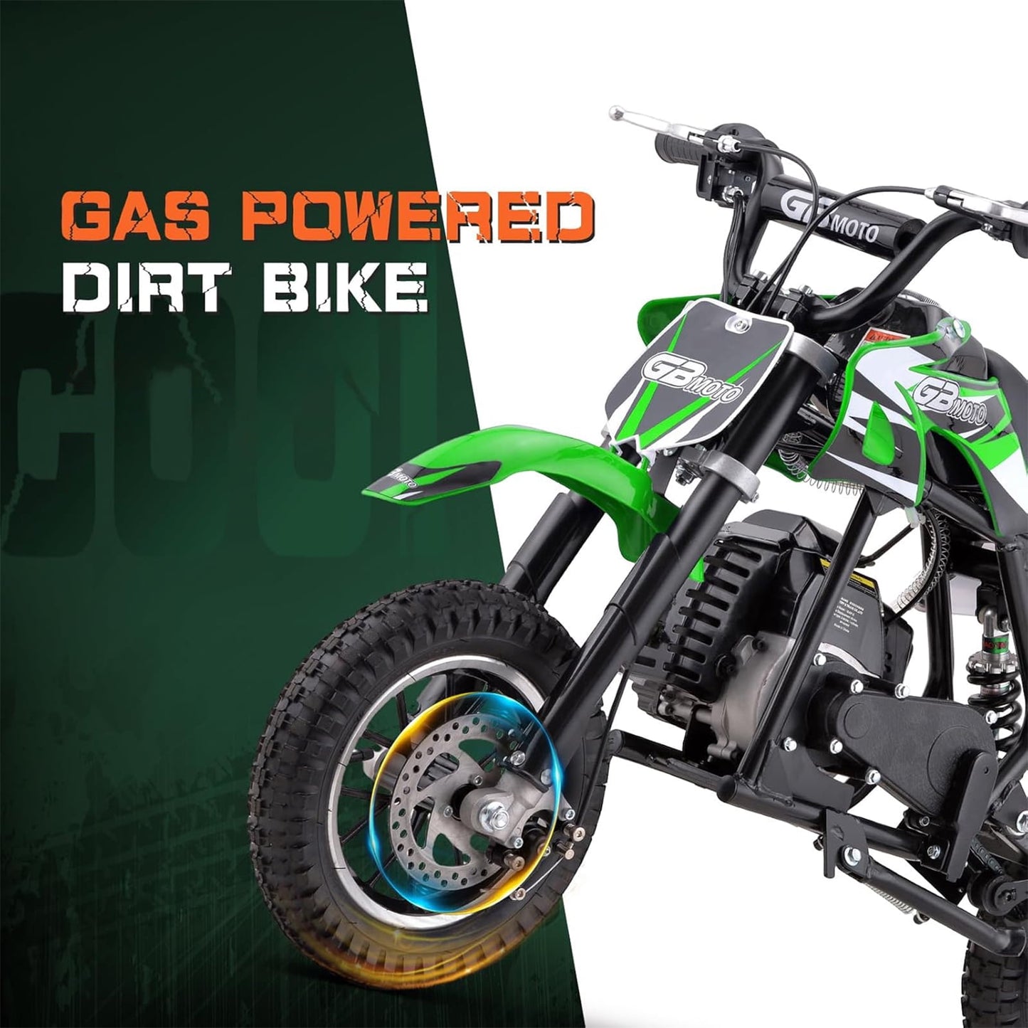 Arshin 50cc 2-Stroke Gas Dirt Bike - 20 MPH Max Speed,Disc Brakes,Perfect Youth & Adult Beginner Pit Bike(Green)