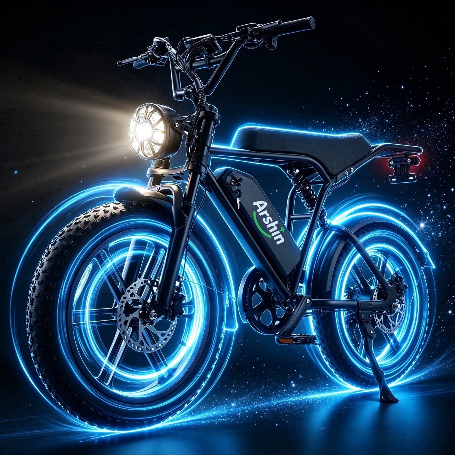 Arshin Electric Bike for Adults,All-Terrain E Bike with 1500W Peak Motor,20"x4" Fat Tire Mountain Bike,28mph Adjustable Speed,Disc Brakes,LCD Display,220Lbs Capacity,Removable Battery(Black)