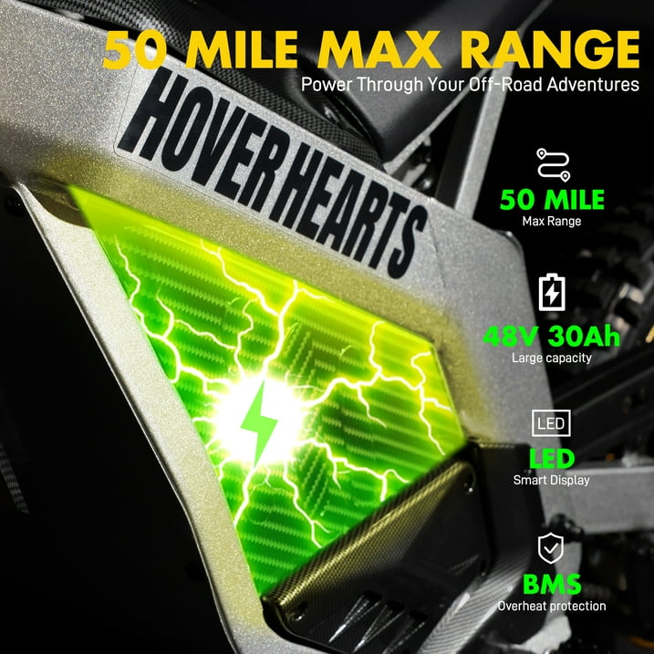 HOVERHEART 48V 3000W(Peak Power)Electric Dirt Bike for Adults - 42Mph Max Speed,Off-Road Motorcycle with Safe LFP Battery and Dual Hydraulic Disc Brakes