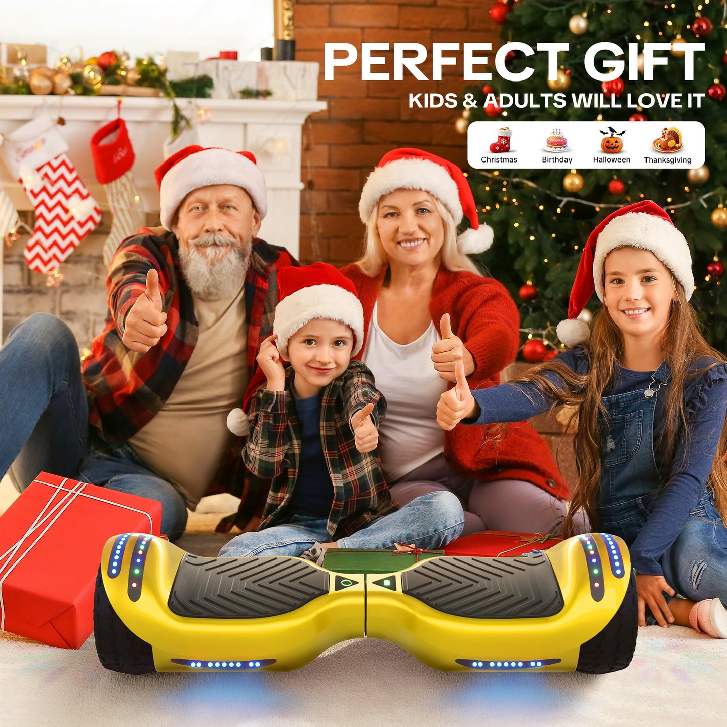 MOSTA All Terrain Self-Balance Scoote ,Electric Scooter Board for Kids & Adults with Bluetooth and Led Lights,6.5 inch,165 lbs capacity Perfect Gift