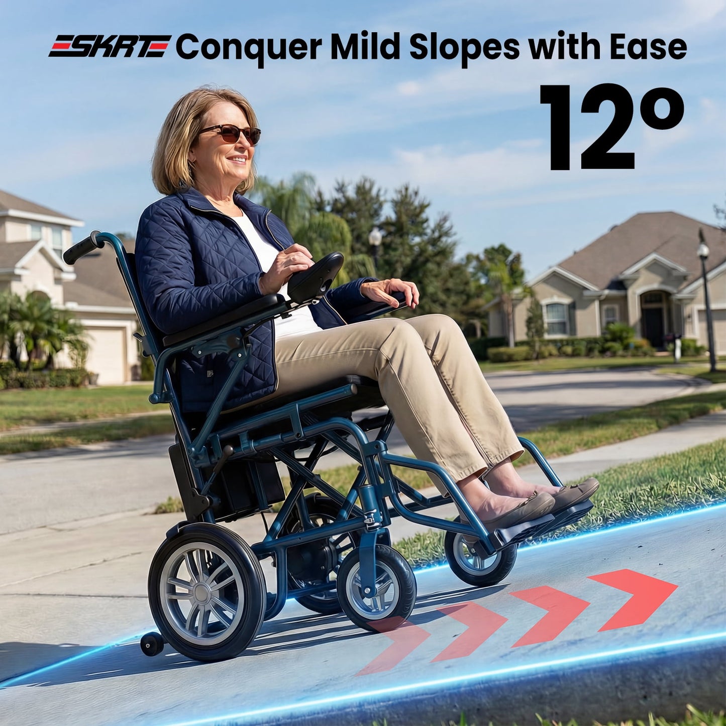 QEASET Electric Wheelchair, 15+ Miles Long-Range (286LBS) Lightweight Portable Electric Wheelchair for Adults, Smart Motorized Mobility Scooter with 360° Joystick, Blue