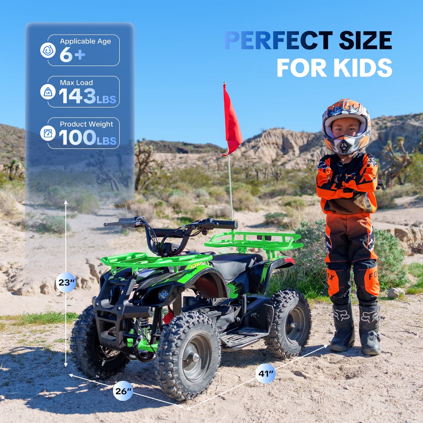 QEASET 500W 36V Battery Ride-On Off-Road 4-Wheeler – 15-Mile Range, Green