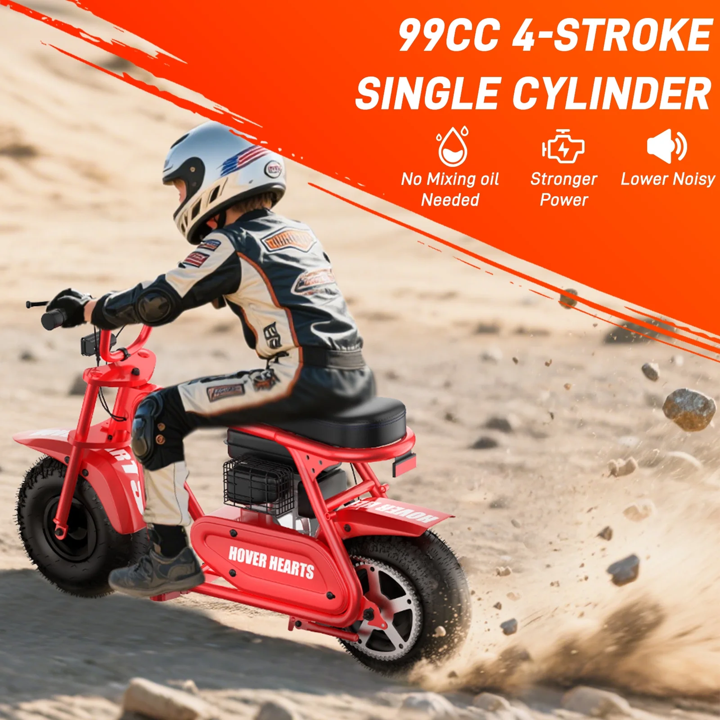 Aoemoe 99CC MB001 Gasoline Mini Dirt Bike,4-Stroke 18MPH Off Road Motorcycle, Weight Support Up to 165 LBS - Red