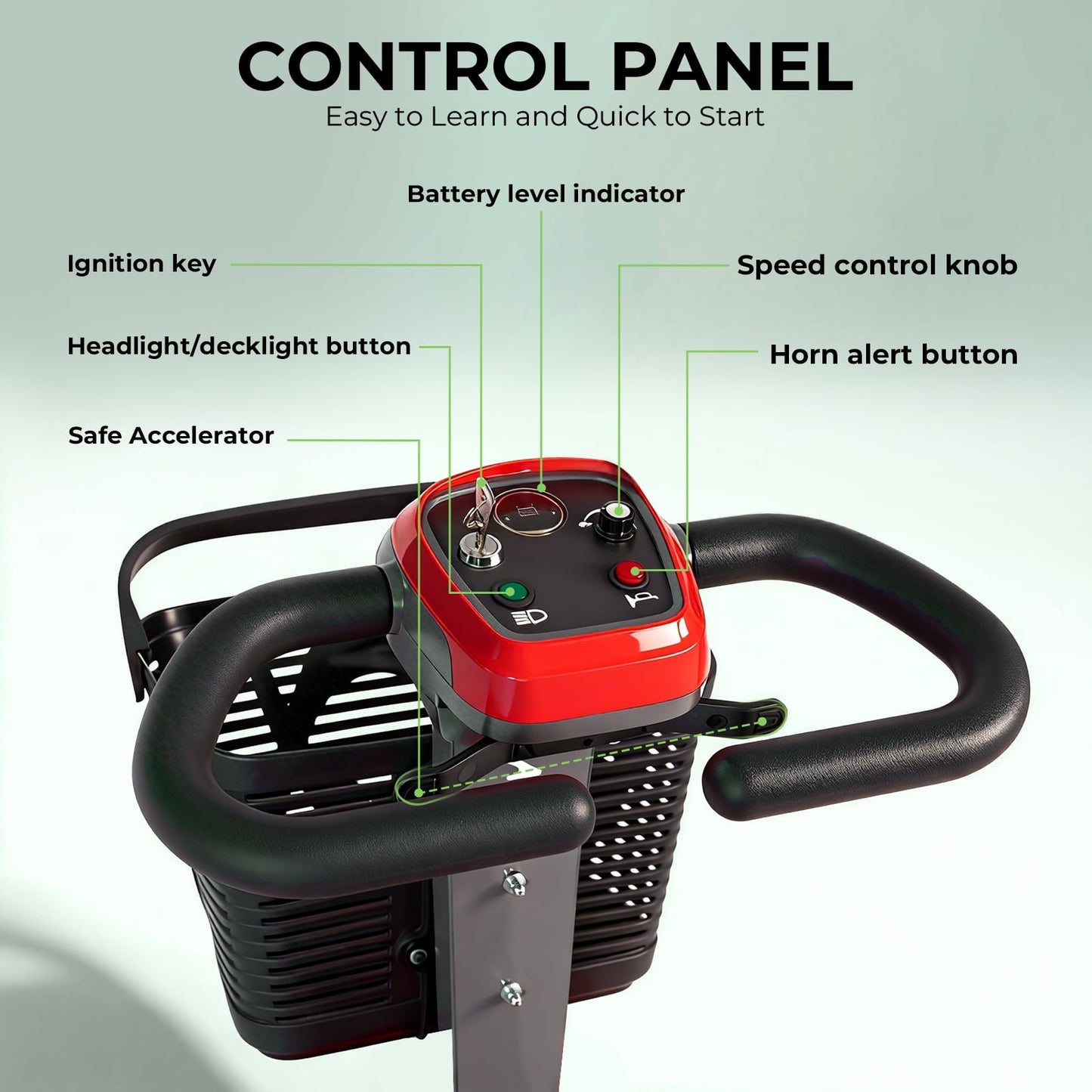Arshin 4-Wheel Mobility Scooter for Seniors,Easy-to-Use,Foldable & Lightweight,300lbs,Red