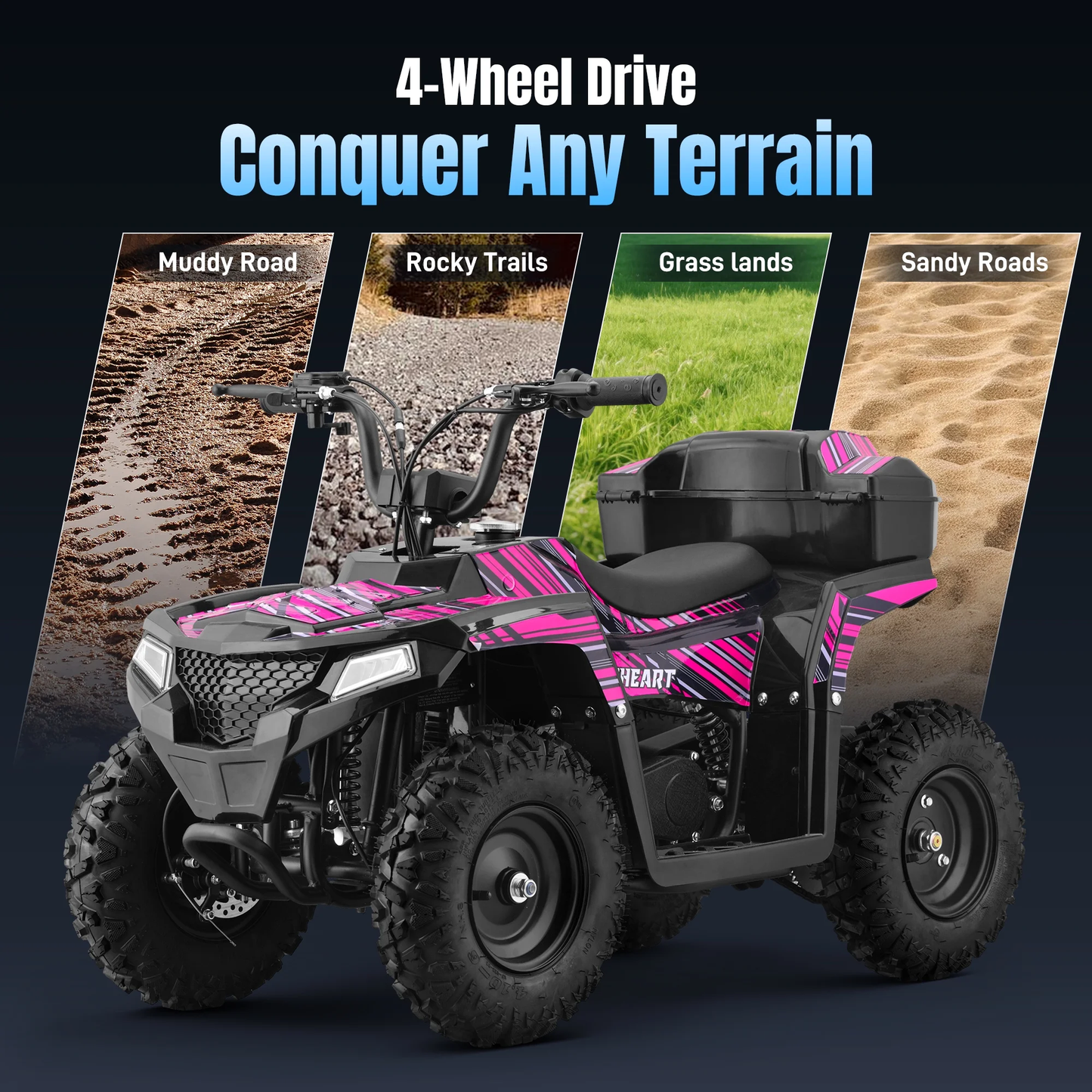 Aoemoe 40 cc Gas Off-Road Ride-On, 10-15.5 mph, Parent Speed Key, Pink
