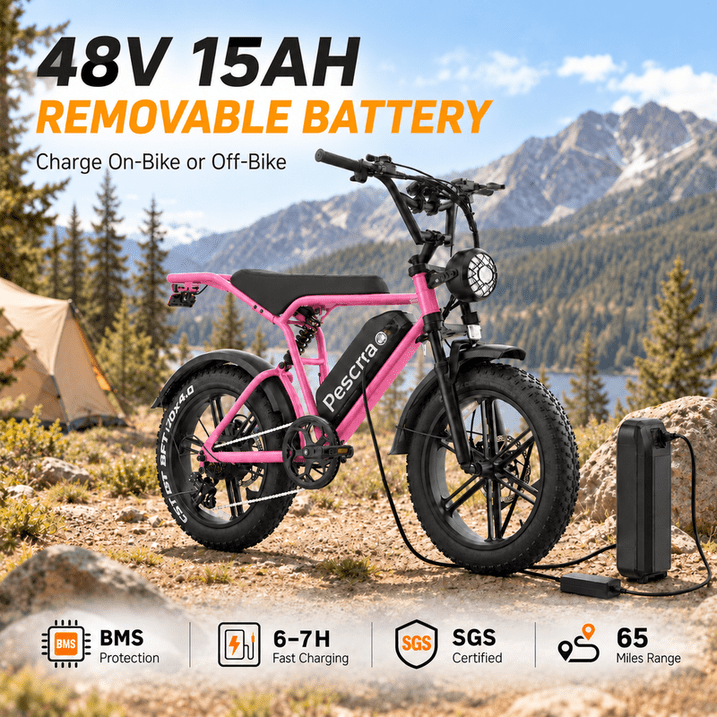 750W Motor Ebike for Adult, Pescroa Electric Bike for Adult, 28MPH, Adult Electric Bicycles with 130Miles Range APP Control, 2Pack 48V 15Ah Removable Battery Electric Bike with 500LBS Max Weight