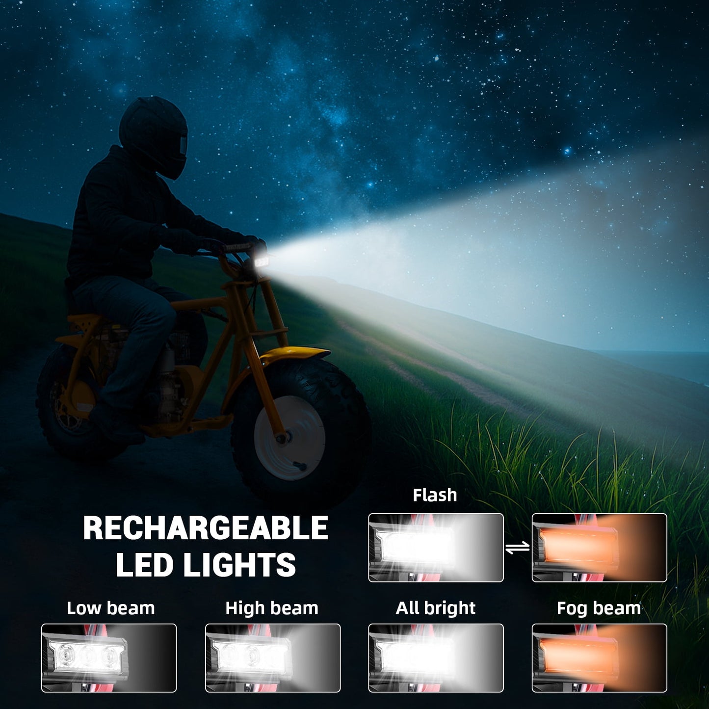 HOVERHEART Gas Mountain Bike, 105cc 4-Stroke Gas Powered Off Road Motorcycle (Model-MB0001) with Led Lights, Disc Brake, Max Load 200Lbs, Up to 30Kph, NO OIL MIX REQUIRED