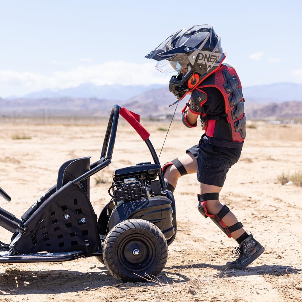 QEASET 79cc 1-Seater Gasoline Go-Kart, 4-Stroke 2.5HP, 13" Front and Rear All Terrain Tires(Black)