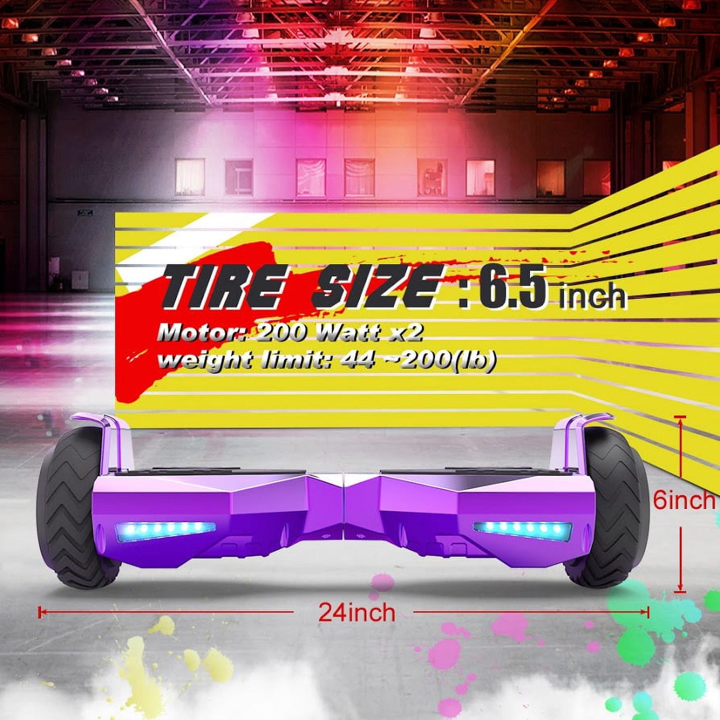 Hoverstar hover board Bluetooth Two-Wheel Self Balancing Electric Scooter 6.5 In. UL 2272 Certified with Bluetooth Speaker and LED Light