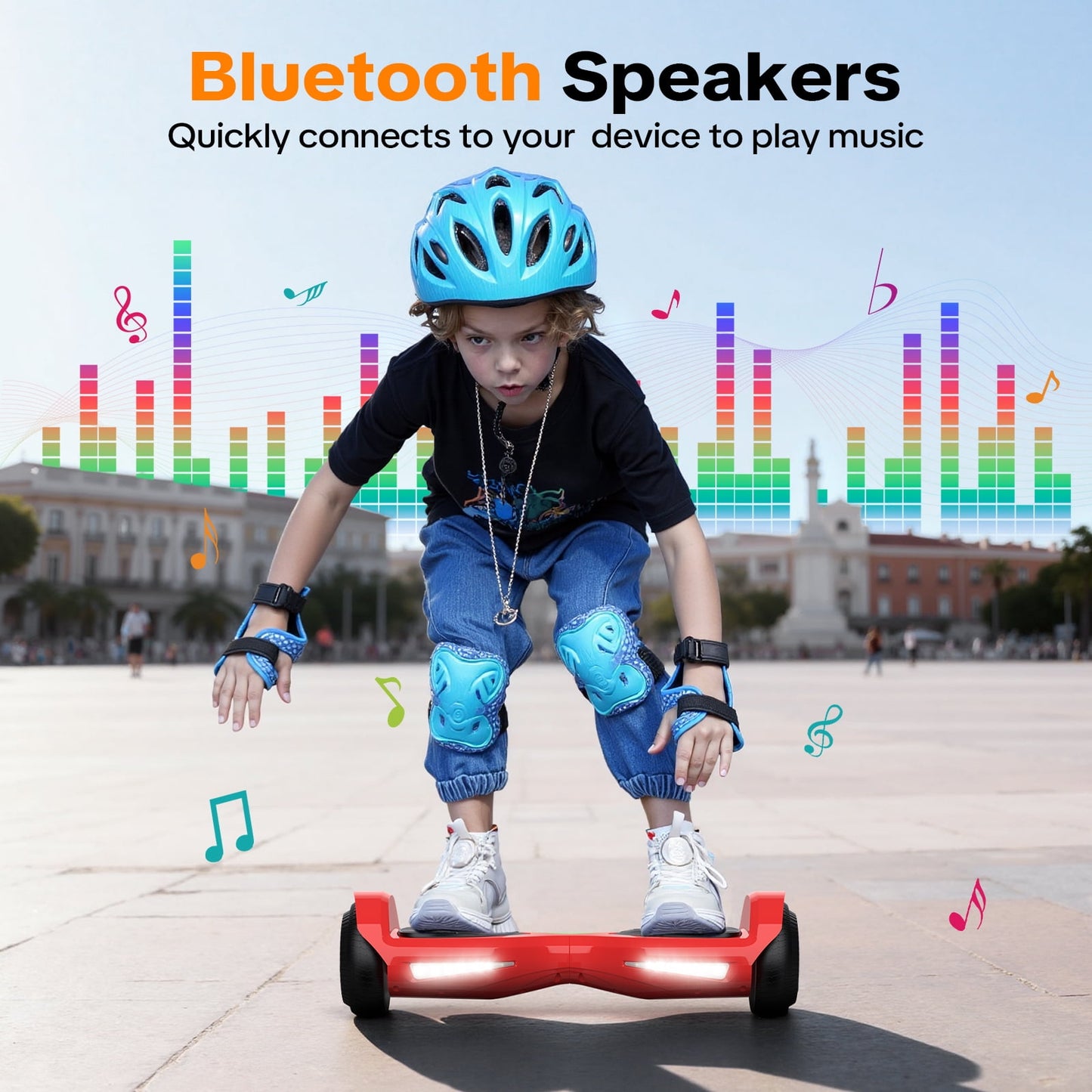 MOSTA All Terrain Self-Balance Scoote ,Electric Scooter Board for Kids & Adults with Bluetooth and Led Lights,6.5 inch, 9 Miles Max 165 lbs capacity Perfect Gift