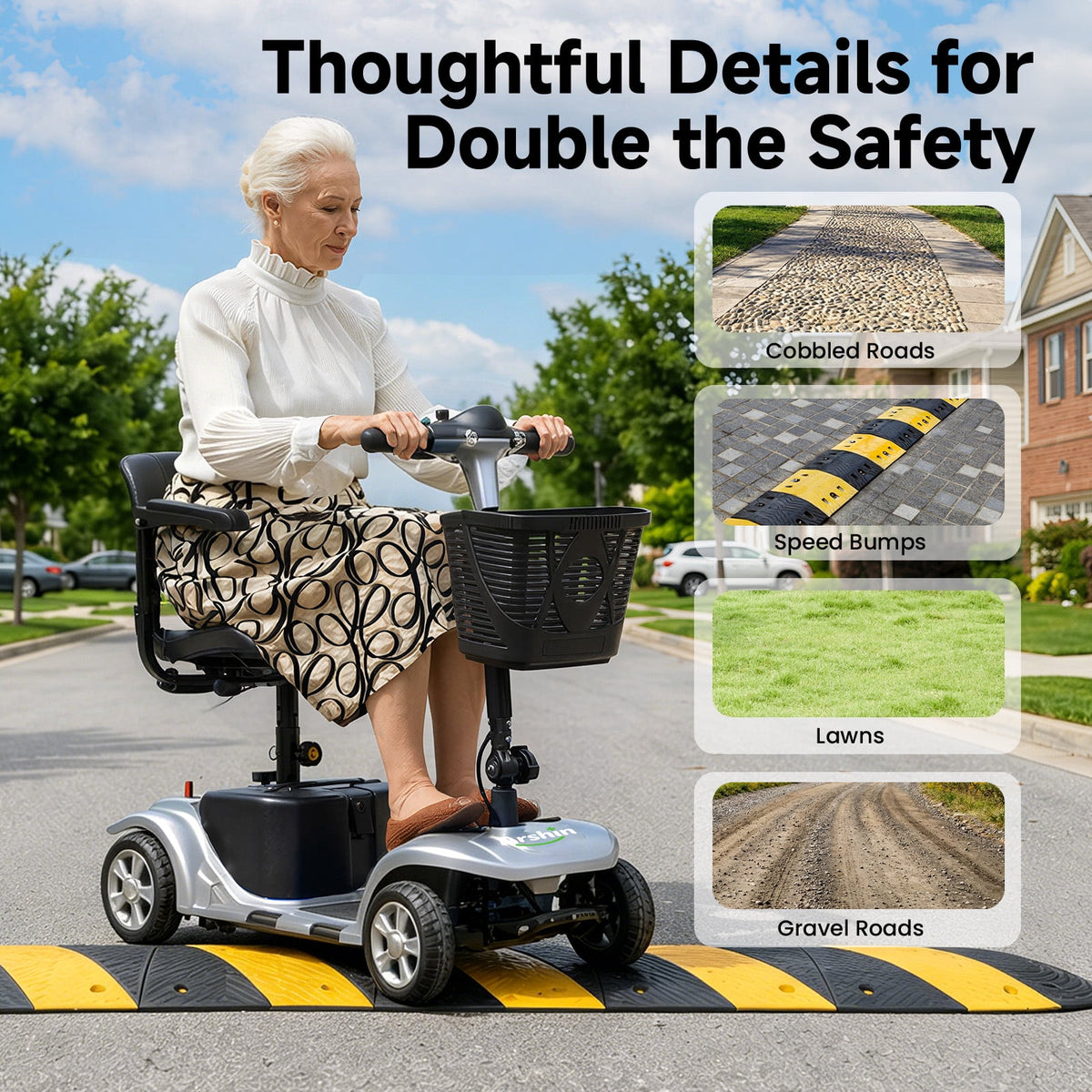Ostrina Mobility Scooter for Seniors,300lbs Powered Wheelchair,Silver