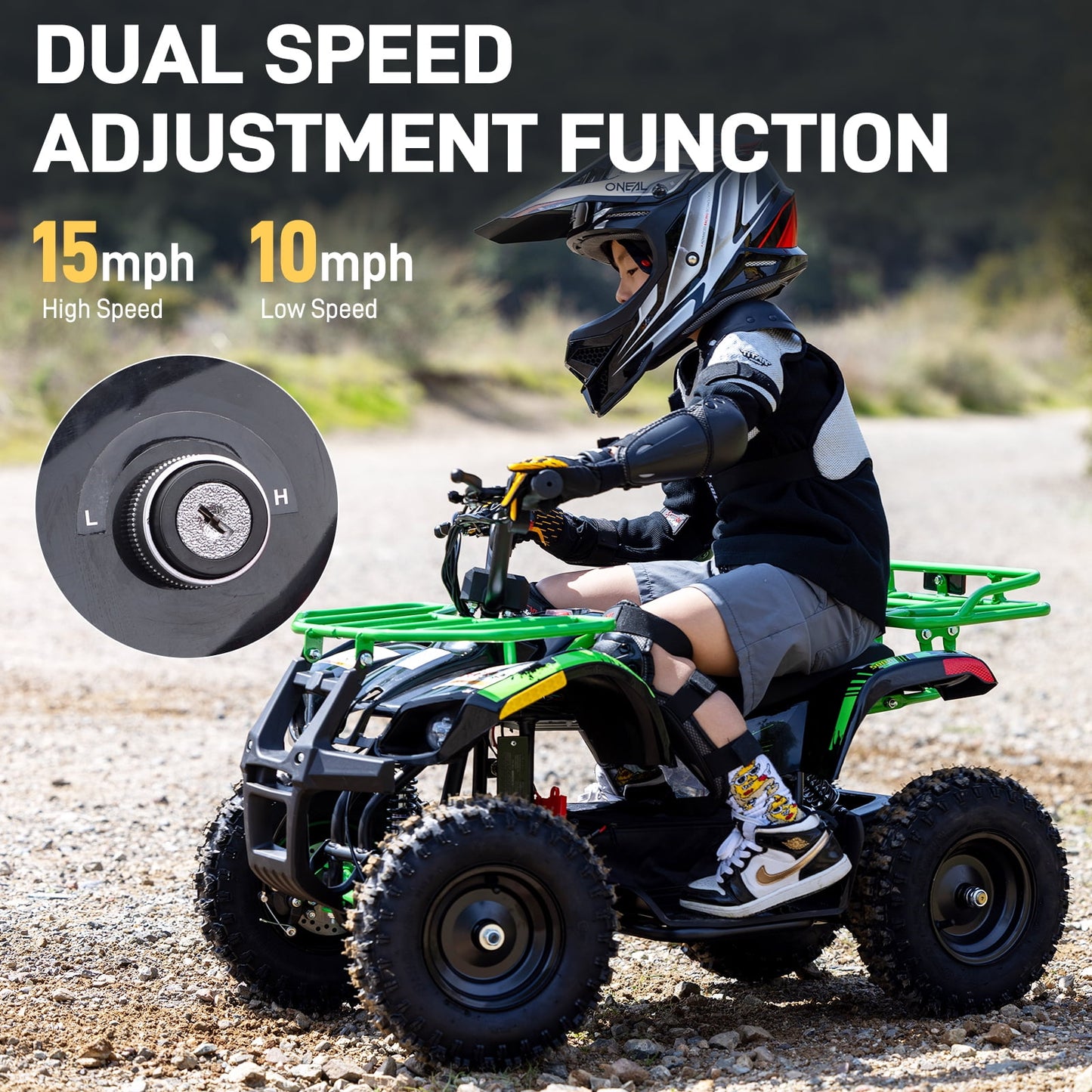 Aoemoe 500W 36V Battery-Powered Ride-On Off-Road 4-Wheeler – 15 Mile Range, Green