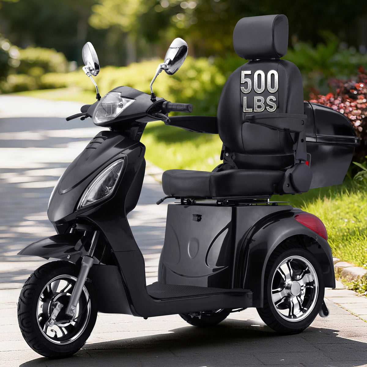 Ostrina 3-Wheel Mobility Scooter for Seniors–500 lb Capacity,800W Motor,31-Mile Long Range,15 MPH Top Speed,Premium Comfort Seat,Rear Trunk,No Assembly(Black)