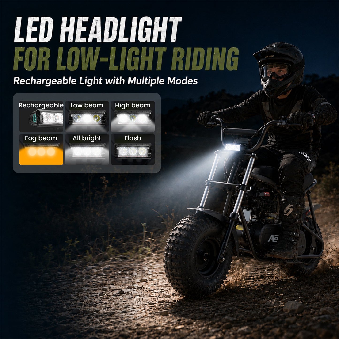 Aoemoe 105CC Dirt Bike, 30 MPH High-Speed Off-Road Motorcycle, Black