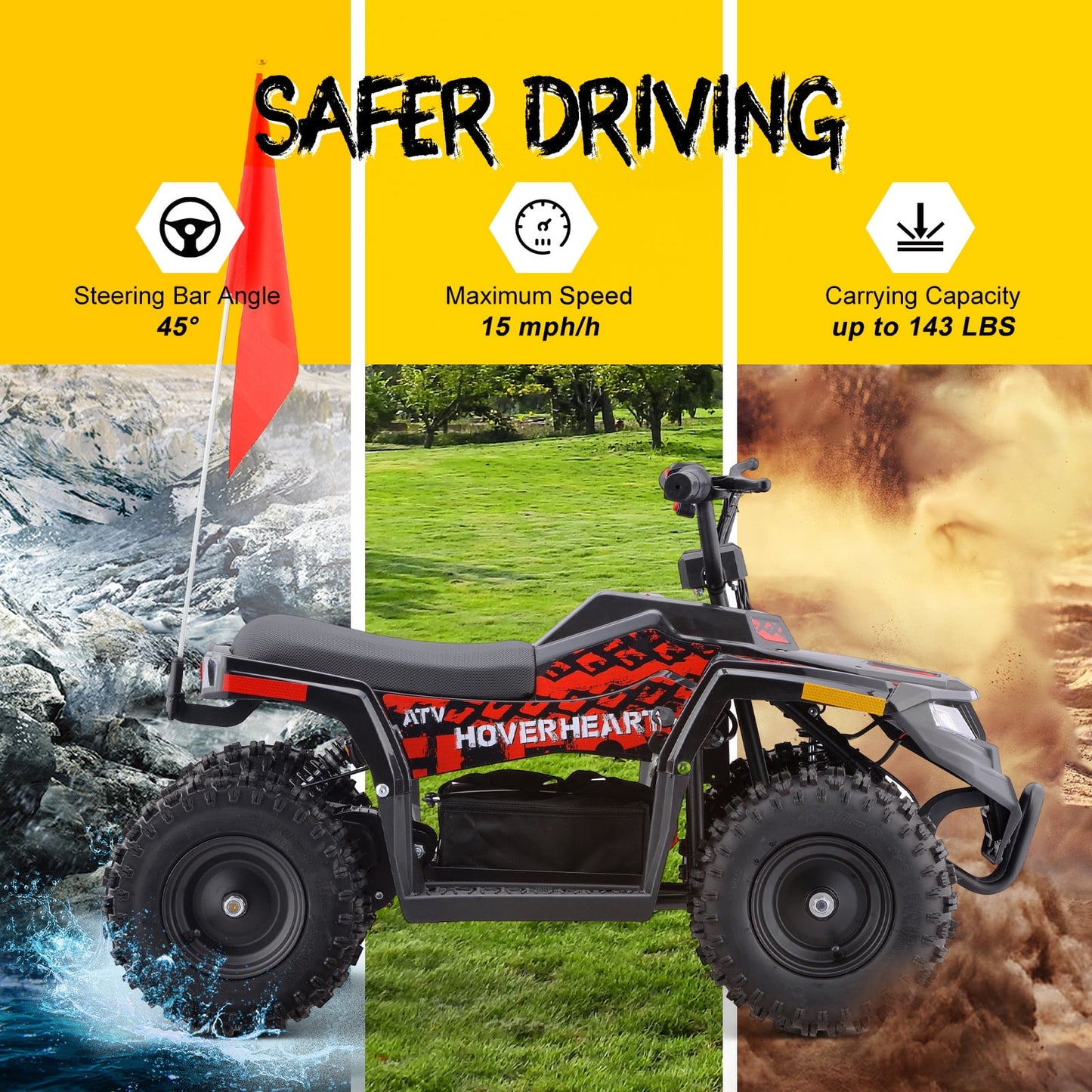 Aoemoe 36V Battery-Powered Ride-On Off-Road Buggy – 2-Speed Parent-Lock, 10-Mile Range ,Red